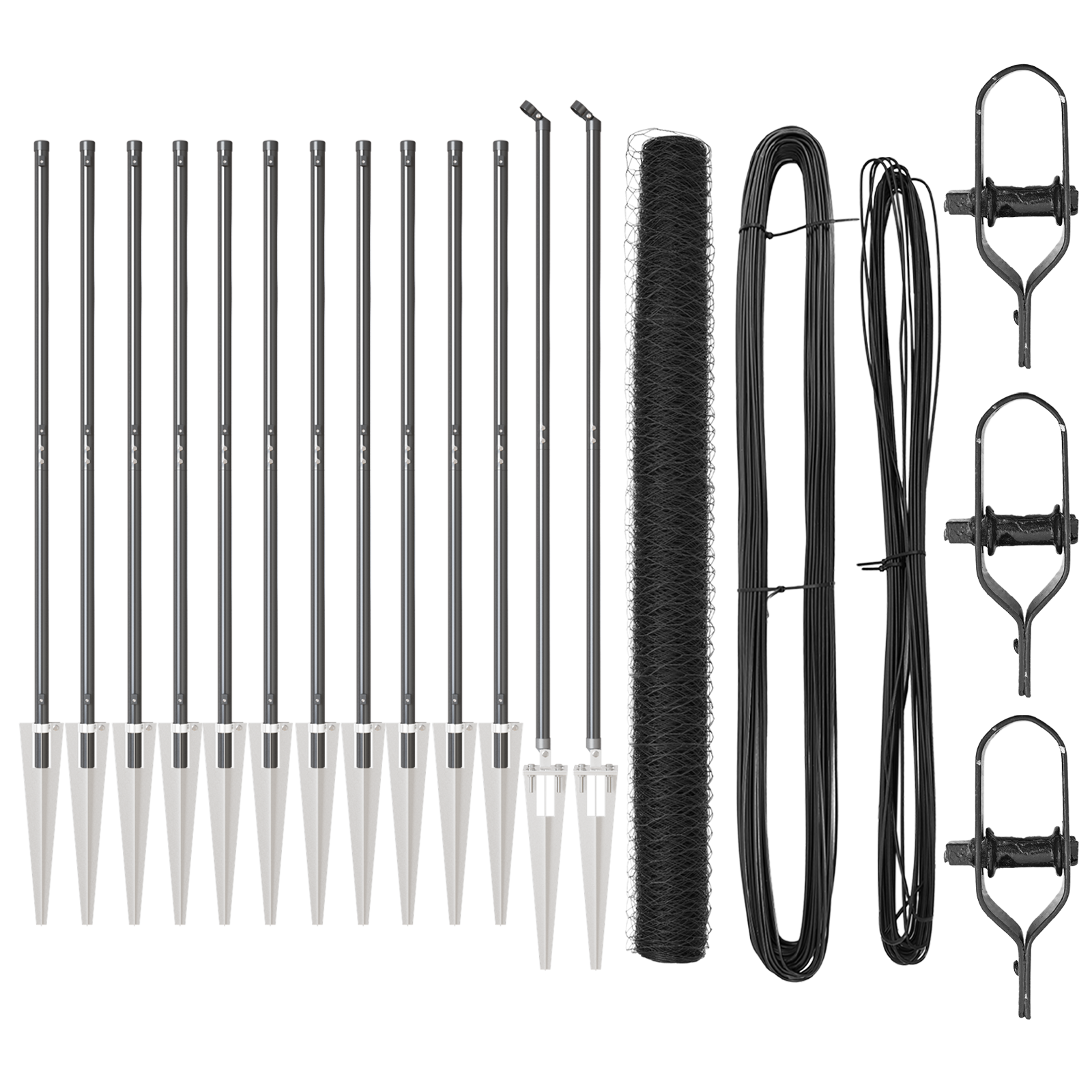 Împrejmuire Hexagonală Gri 1.6x25 m Oțel, Stâlpi pentru Împrejmuire cu Cârlig 13 buc Ø32 mm 180 cm Oțel Galvanizat GartenMobel Dekor