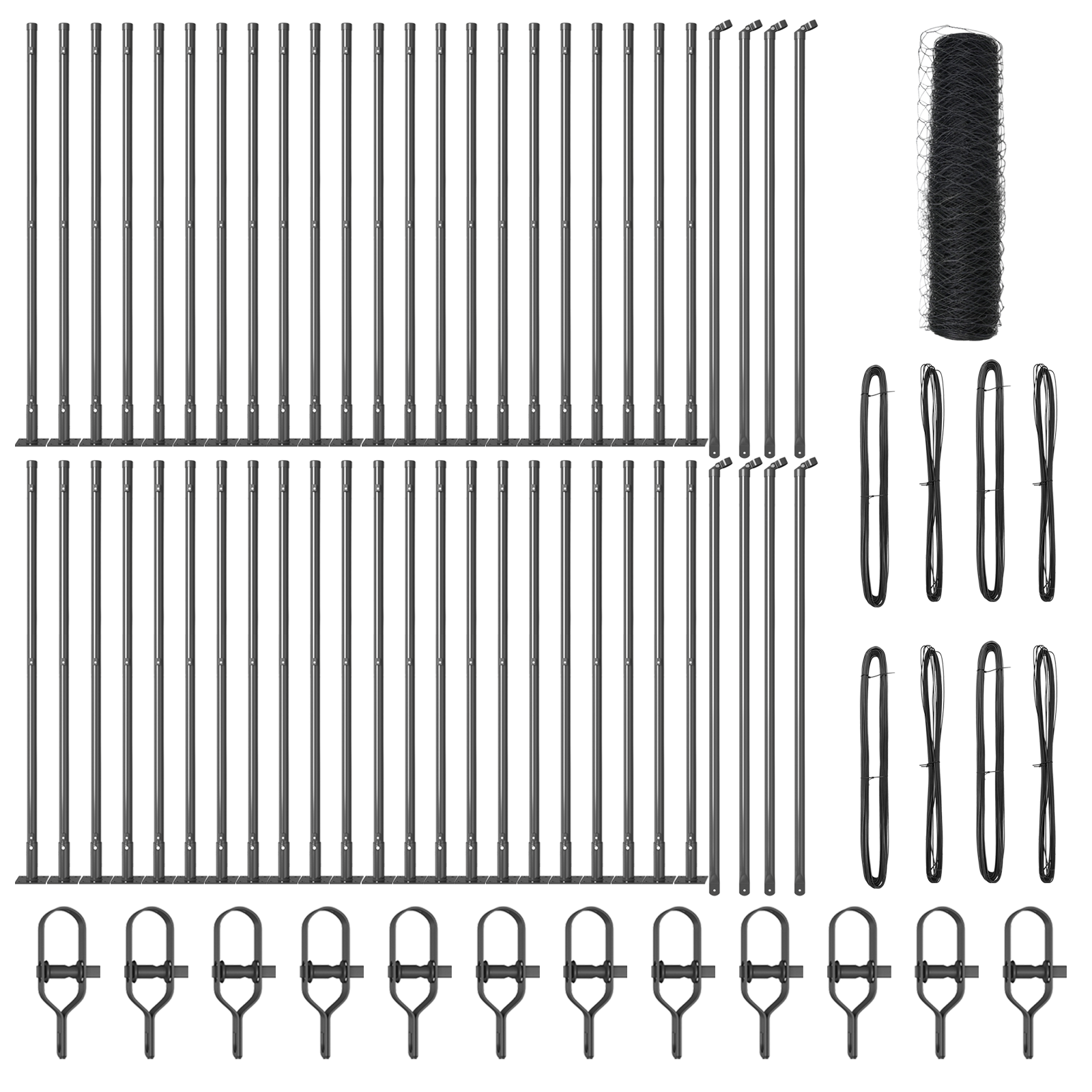 Gard Hexagonal Gri 0.8x100 m Oțel, Stâlpi de gard cu plăci de bază 13 buc Ø32mm 90cm Oțel galvanizat GartenMobel Dekor