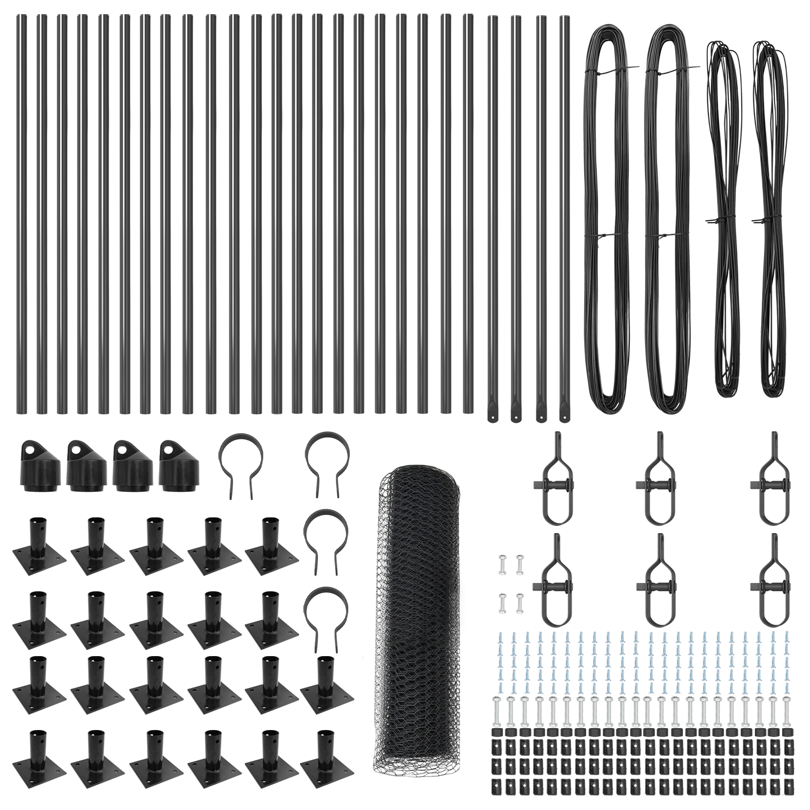 Set de împrejmuire  hexagonal gri 0.8x50 m din oțel, Stâlpi de împrejmuire  cu plăci de bază 13 buc Ø32mm 90cm din oțel galvanizat GartenMobel Dekor
