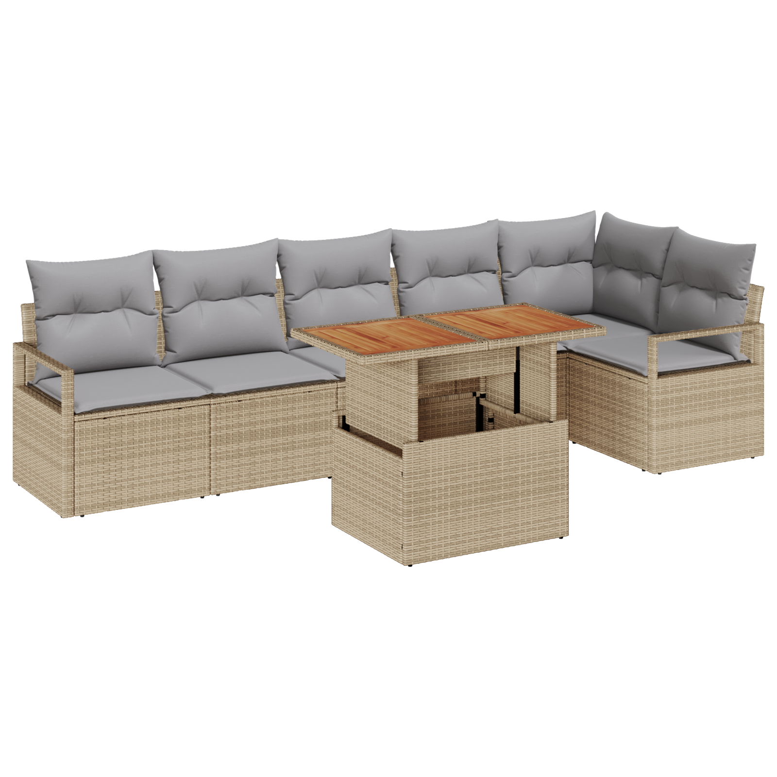 Set de Sofa de Grădină cu Perne Bej Ratan Poli, Sofa de Grădină cu 2 Locuri cu Spațiu de Stocare & Perne Bej Ratan Poli GartenMobel Dekor