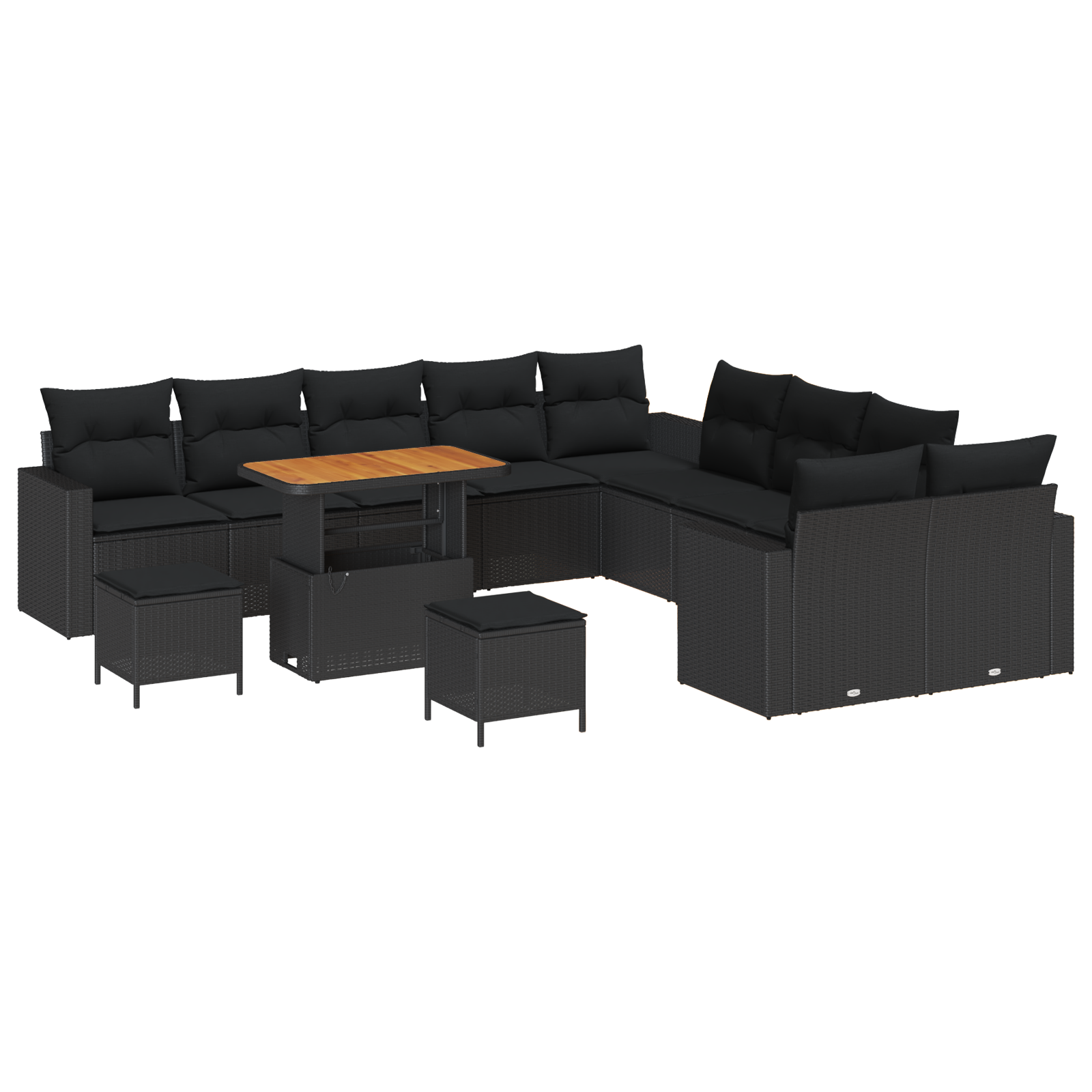 Set de canapele pentru grădină cu perne negre, Set de dining pentru grădină cu 3 piese și perne negre GartenMobel Dekor