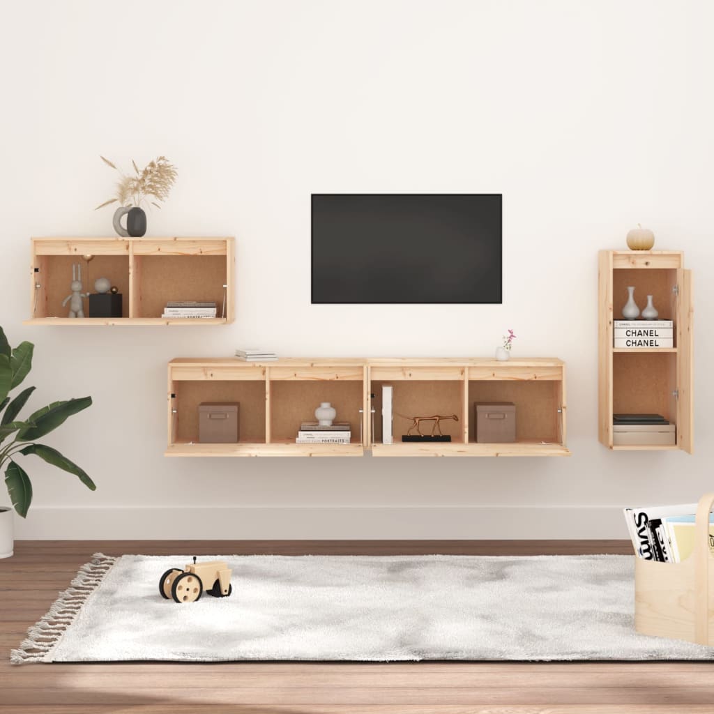 Comode TV, 4 buc., lemn masiv de pin GartenMobel Dekor