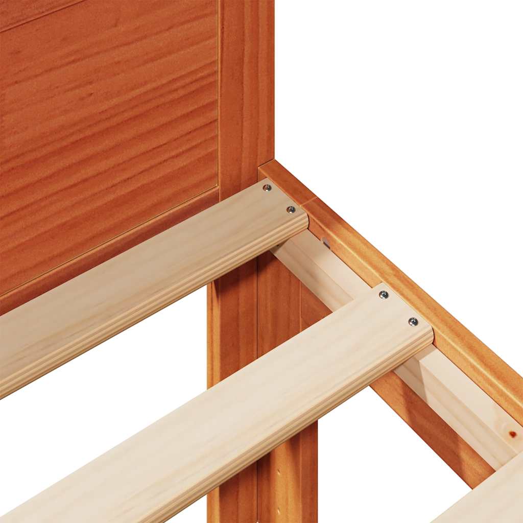 Cadru de pat familie fără saltea ceară maro lemn masiv de pin GartenMobel Dekor