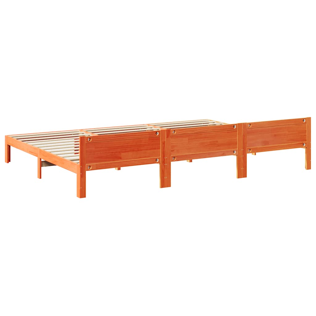 Cadru de pat familie fără saltea ceară maro lemn masiv de pin GartenMobel Dekor