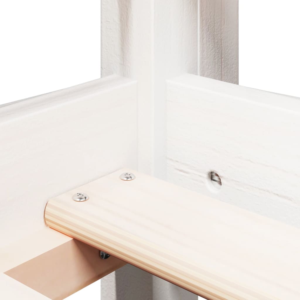 Pat etajat cu scară și acoperiș, alb, 90x190 cm, lemn masiv pin GartenMobel Dekor