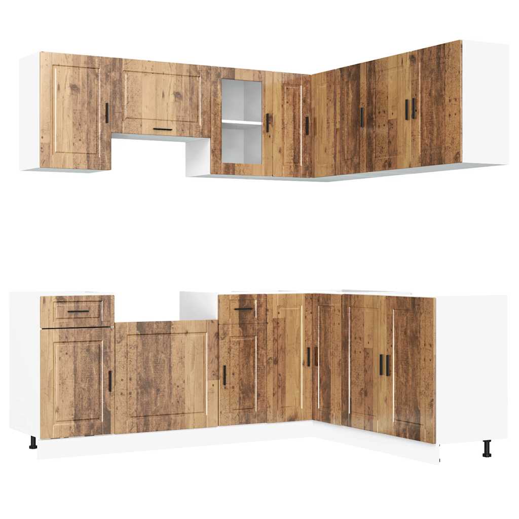 Set de dulapuri de bucătărie 11 piese „Porto” Lemn vechi lemn GartenMobel Dekor