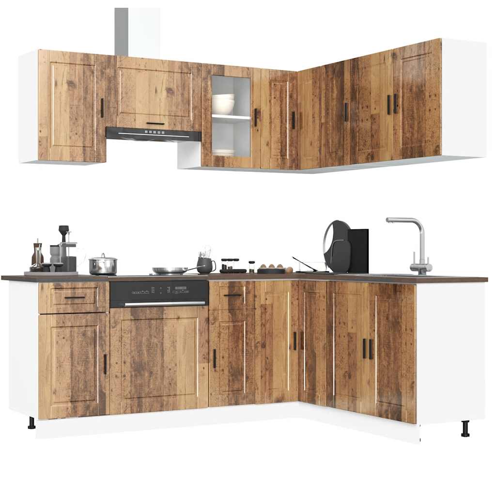 Set de dulapuri de bucătărie 11 piese „Porto” Lemn vechi lemn GartenMobel Dekor
