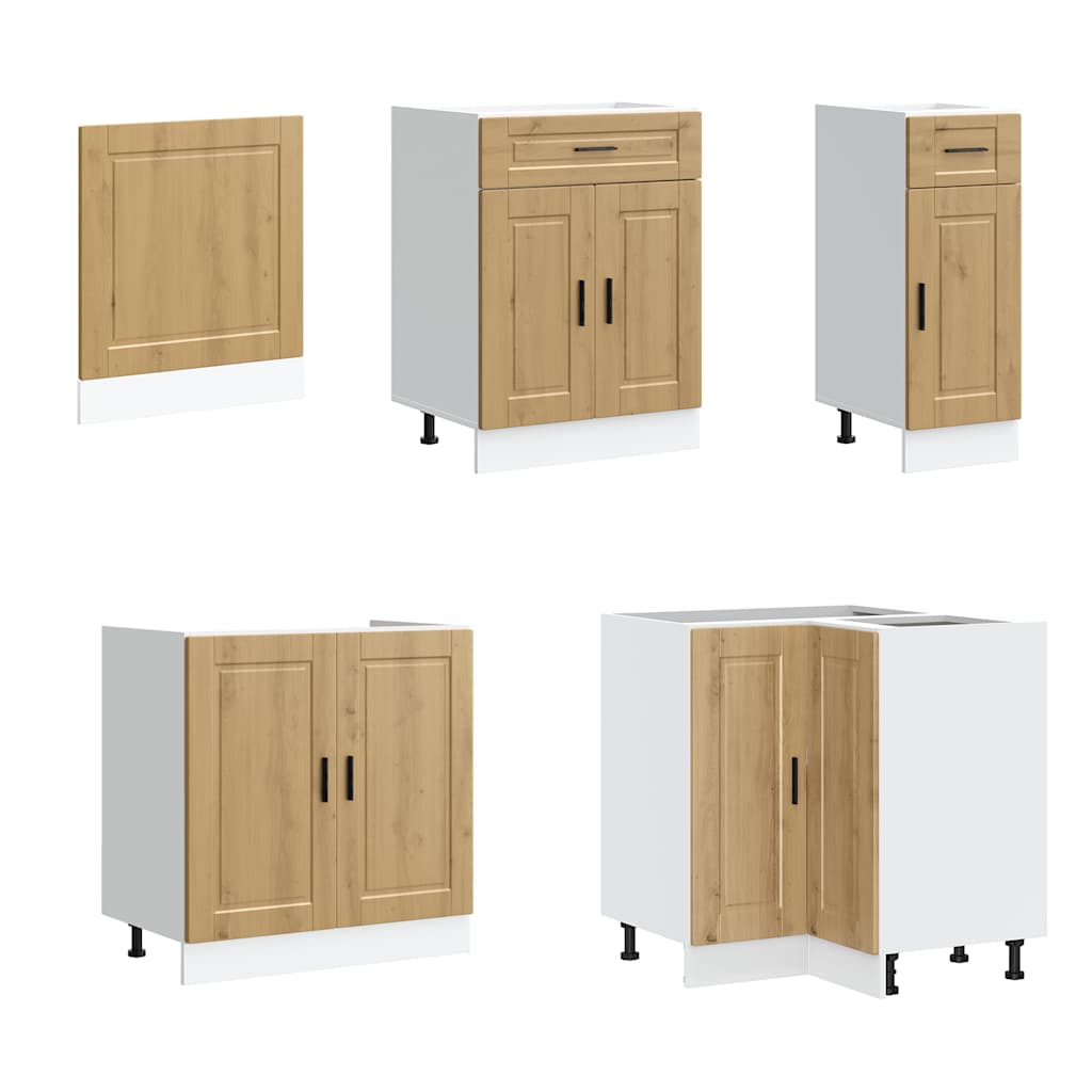 Set dulap de bucătărie 11 piese „Porto” stejar artizanal lemn GartenMobel Dekor