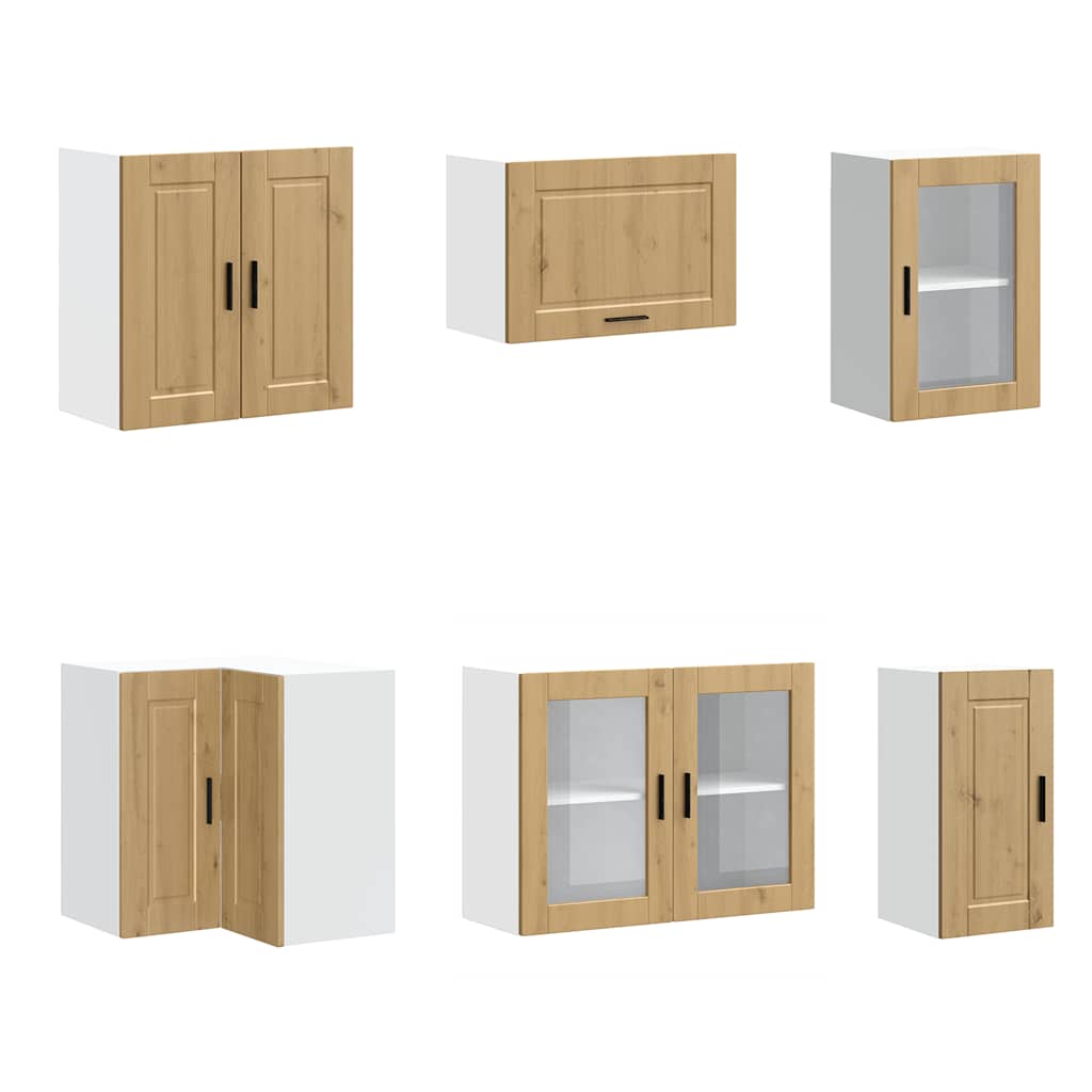 Set dulap de bucătărie 11 piese „Porto” stejar artizanal lemn GartenMobel Dekor