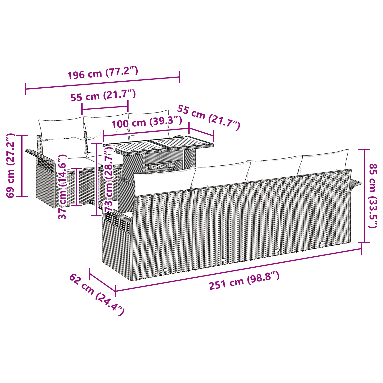 Set de 8 Piese pentru Grădină cu Perne Negru Poliratan Acacia GartenMobel Dekor