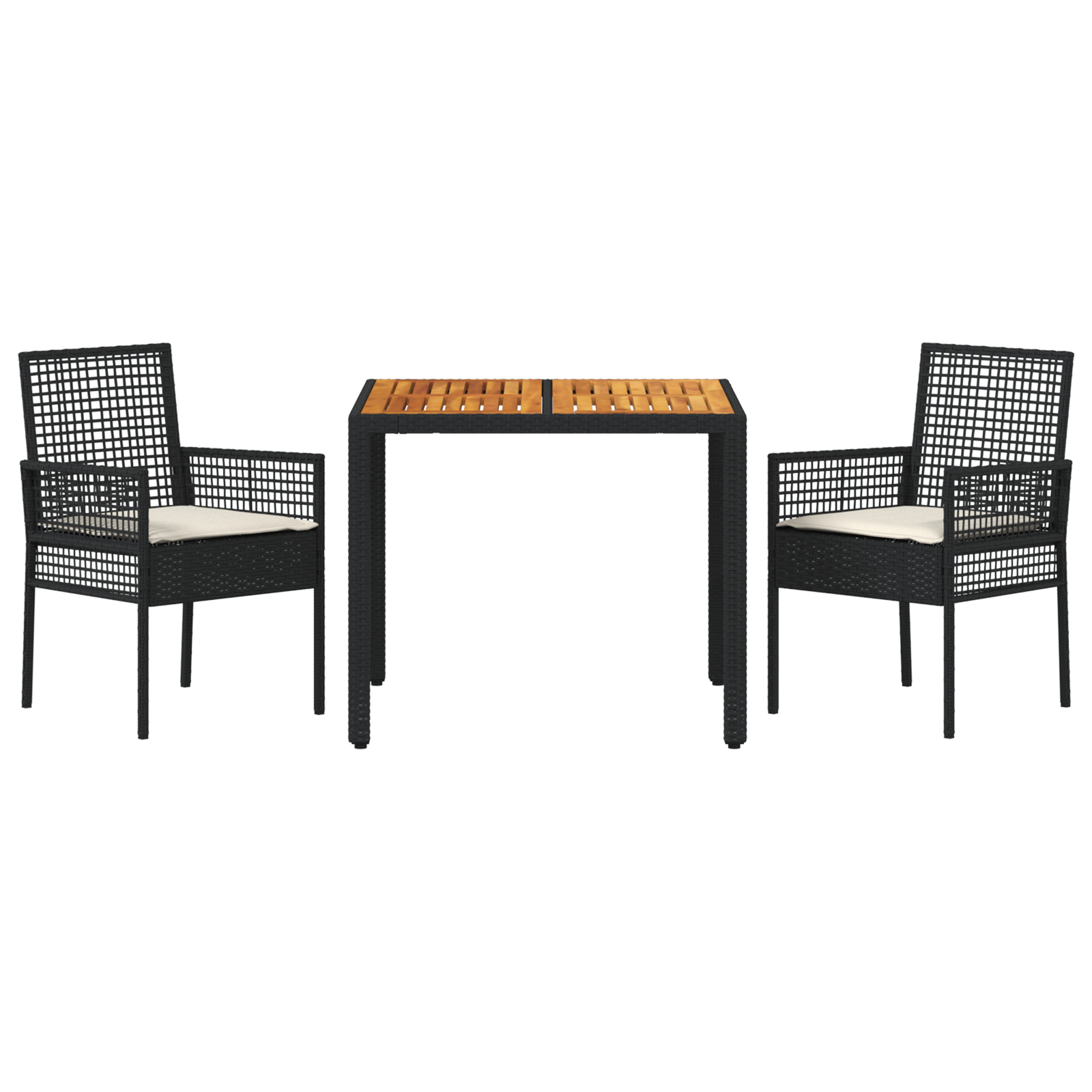 Set Mobilier Dining  Set 3 piese Negru Lemn Durabil GartenMobel Dekor