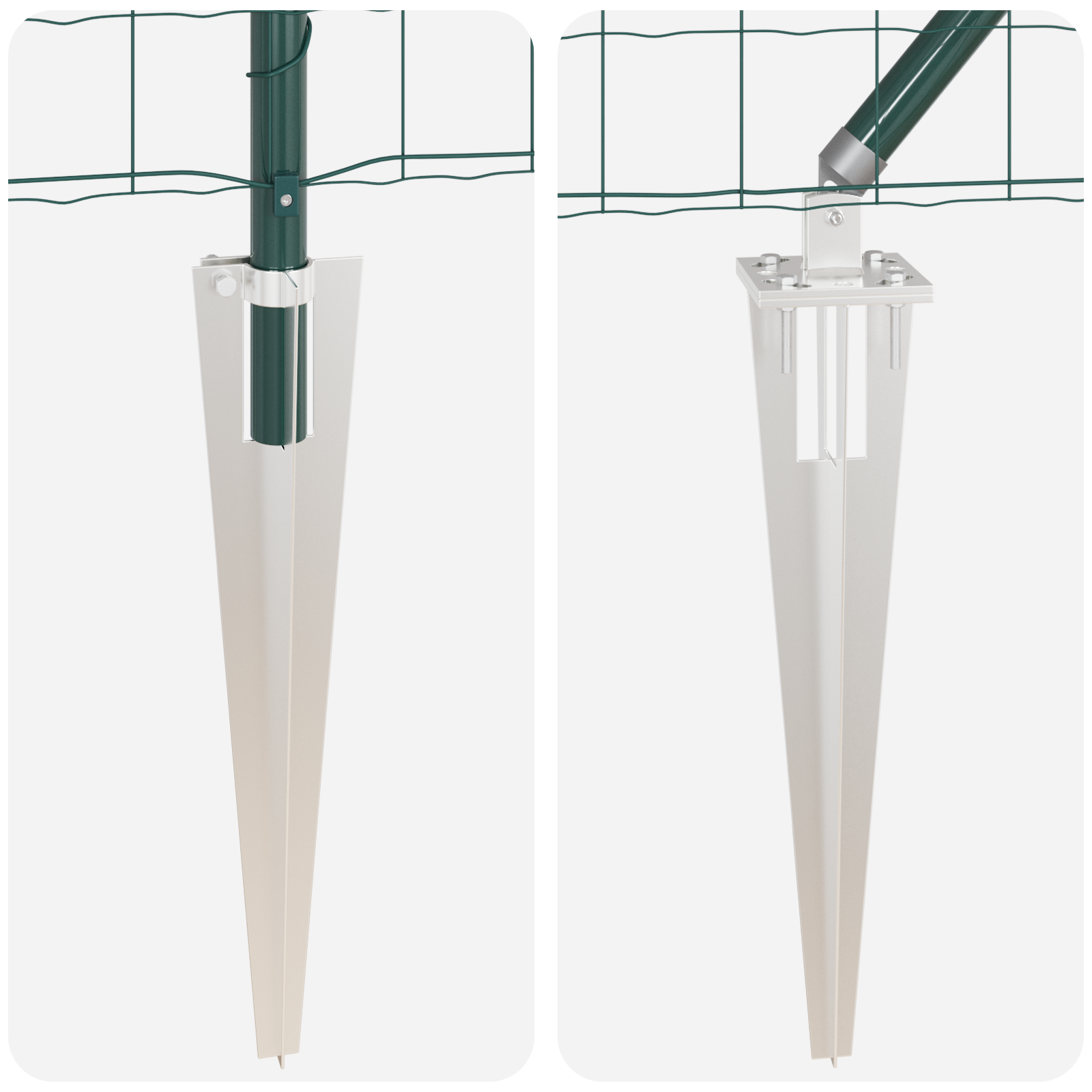 Gard Euro cu 13 stâlpi de ancorare 0.6x25 m Oțel galvanizat Verde GartenMobel Dekor