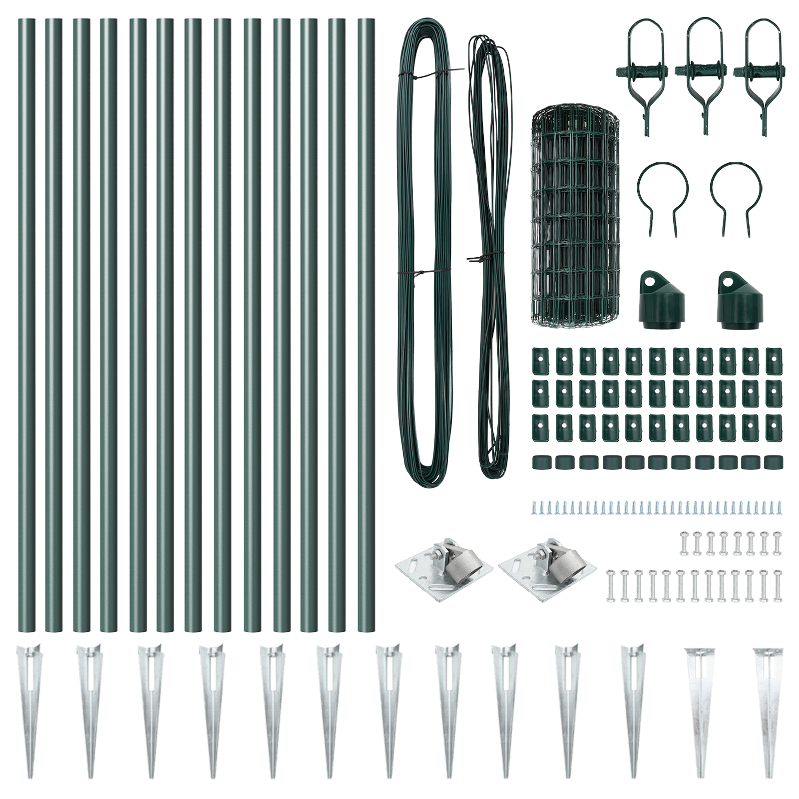 Gard Euro cu 13 stâlpi de ancorare 0.6x25 m Oțel galvanizat Verde GartenMobel Dekor