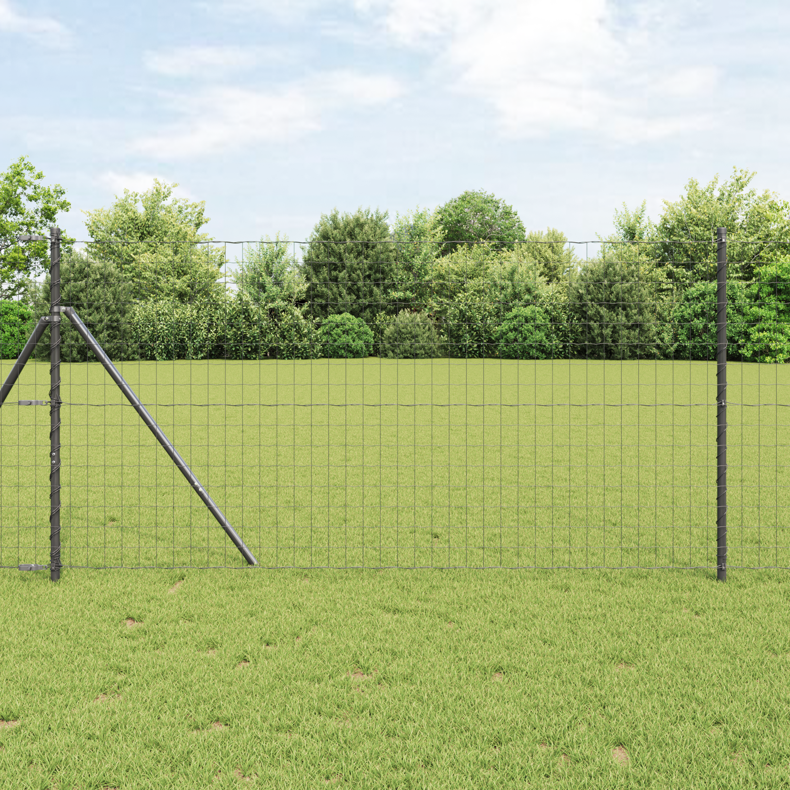Gard Euro cu 7 Stâlpi 1.4x10 m Oțel Galvanizat Gri GartenMobel Dekor