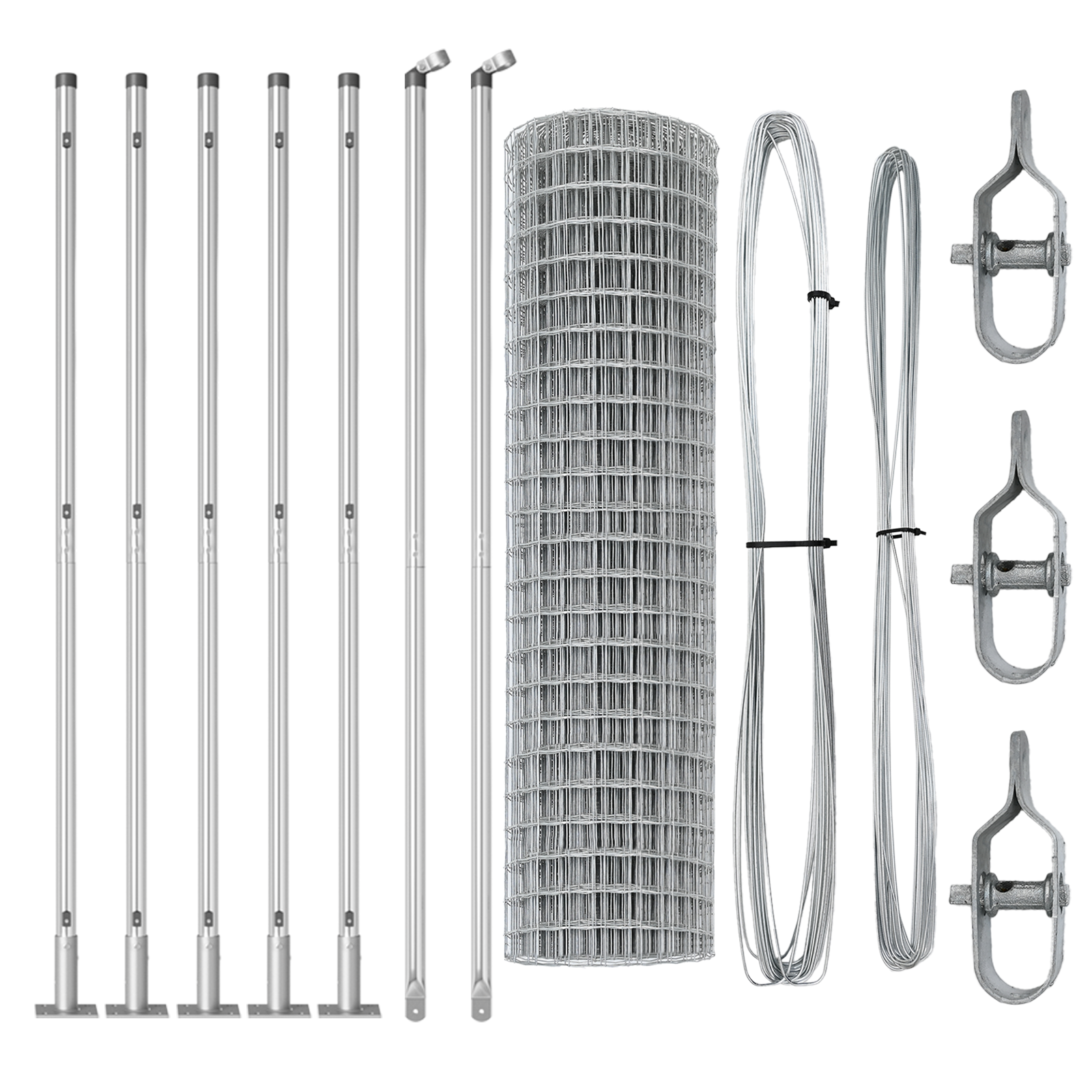 Gard Euro cu 7 Stâlpi Flanșați 1.2x10 m Oțel Galvanizat GartenMobel Dekor