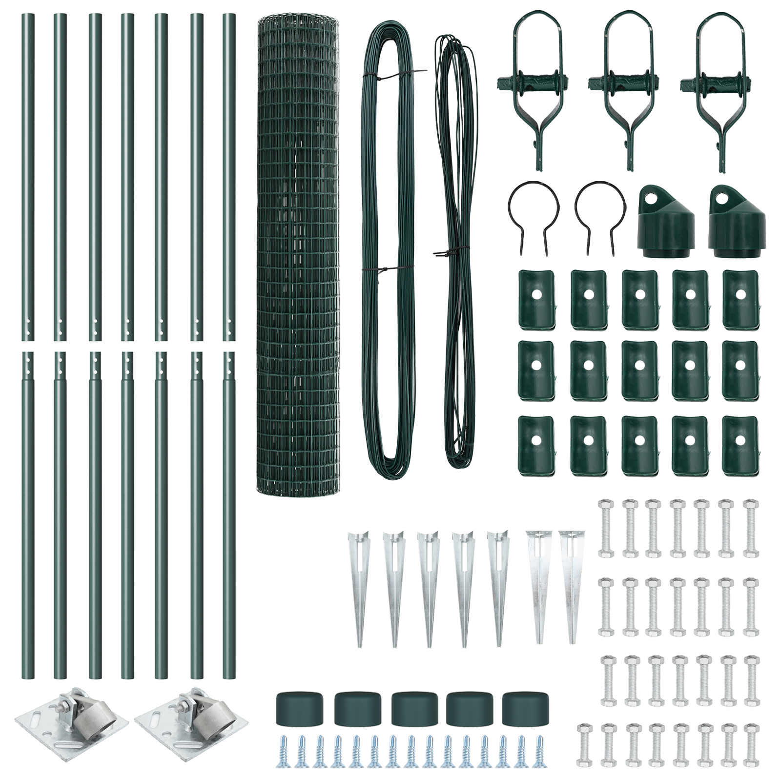 Împrejmuire Euro cu 7 țevi de sprijin 1.5x10 m din oțel galvanizat verde GartenMobel Dekor