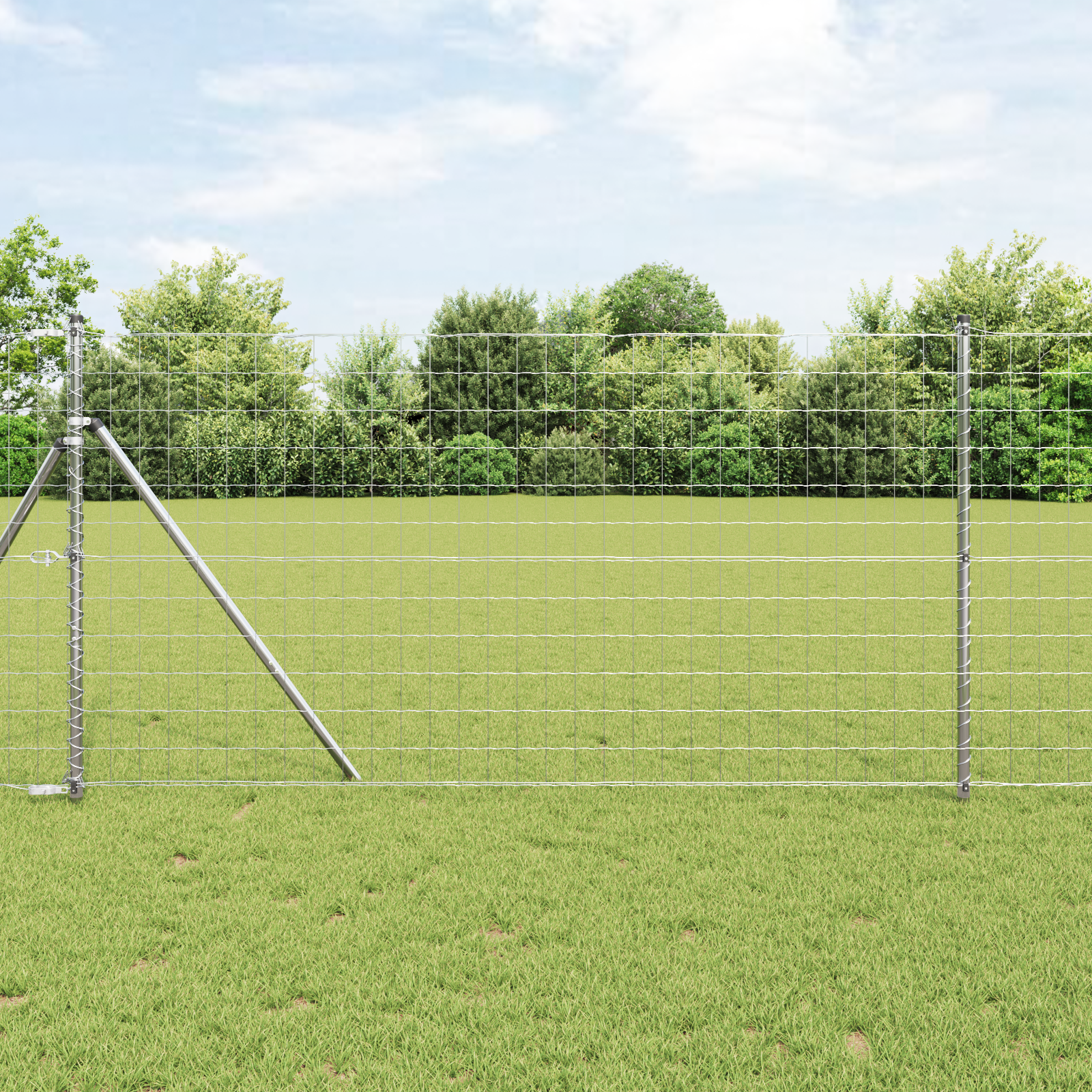 Împrejmuirea Euro cu 13 stâlpi 1x25 m Oțel galvanizat GartenMobel Dekor