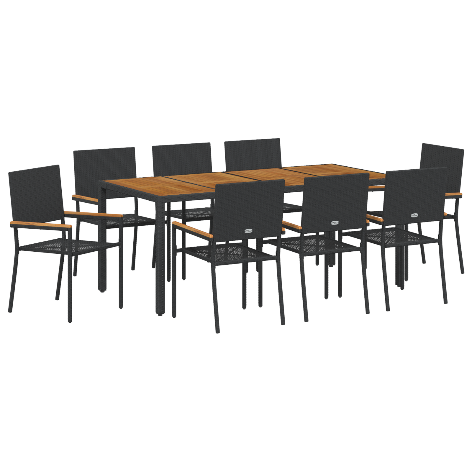 Set de dining pentru grădină cu 9 piese din poliratan negru GartenMobel Dekor