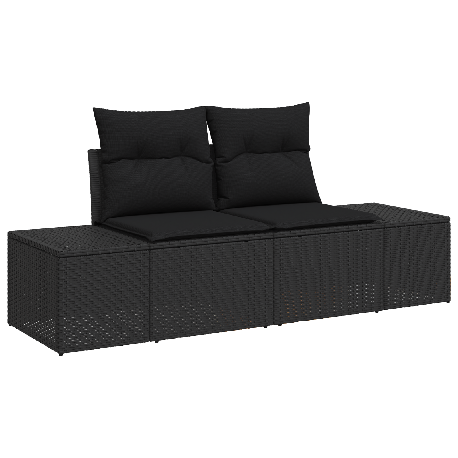 Set de 10 piese sofa de grădină cu perne Negru Poliratan Acacia, Sofa de grădină 2 locuri cu depozitare și perne Negru Poliratan, Set de dining grădină 3 piese cu perne Negru Poliratan Acacia GartenMobel Dekor