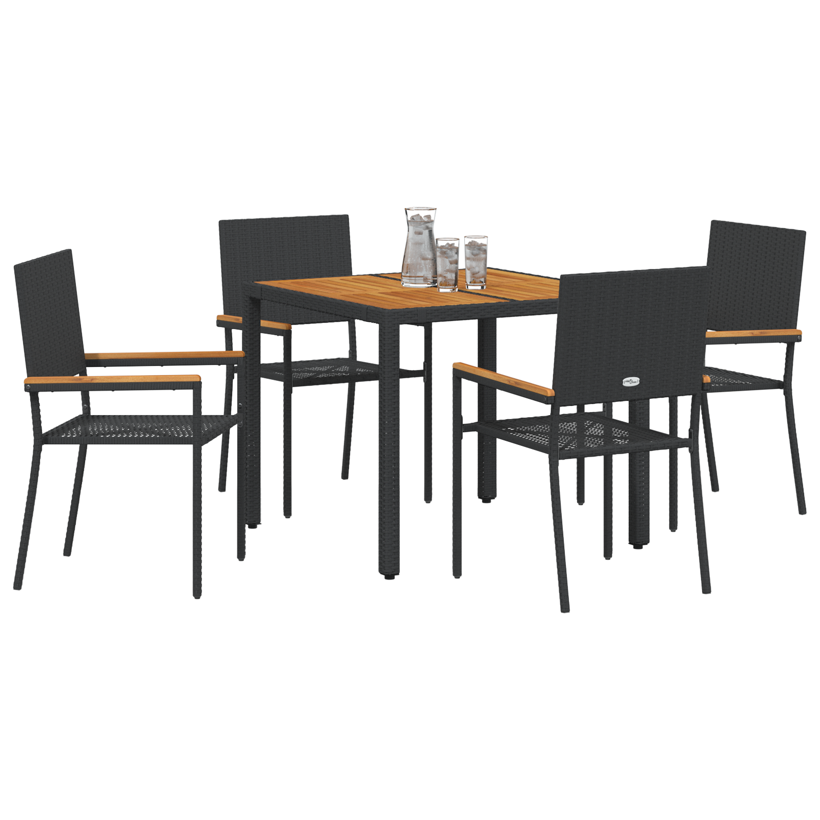 Set de 5 piese pentru dining în grădină  Ratan Polimer Negru GartenMobel Dekor