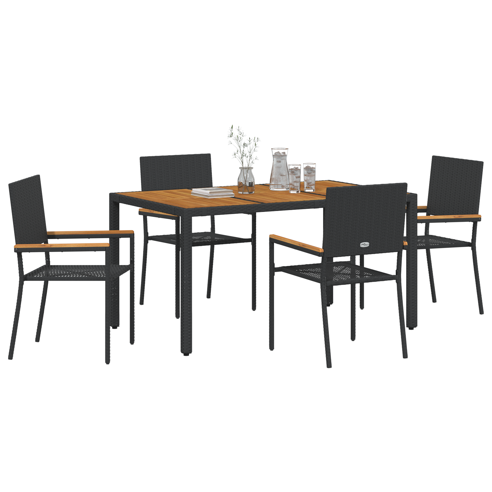 Set de dining pentru grădină  cu 5 piese Poliratan negru GartenMobel Dekor