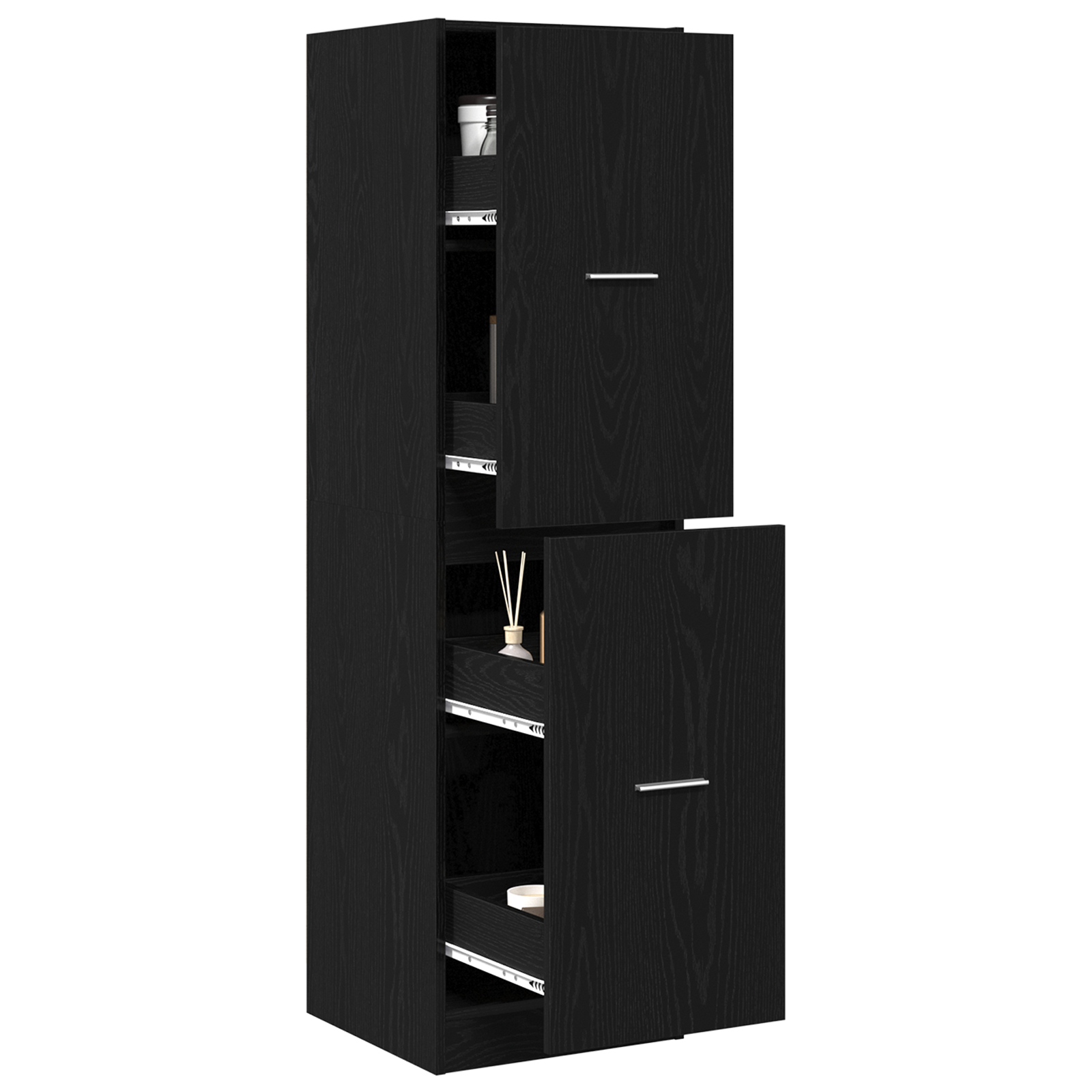 Cabinet apotecar din lemn negru 40x41x144.5 cm GartenMobel Dekor