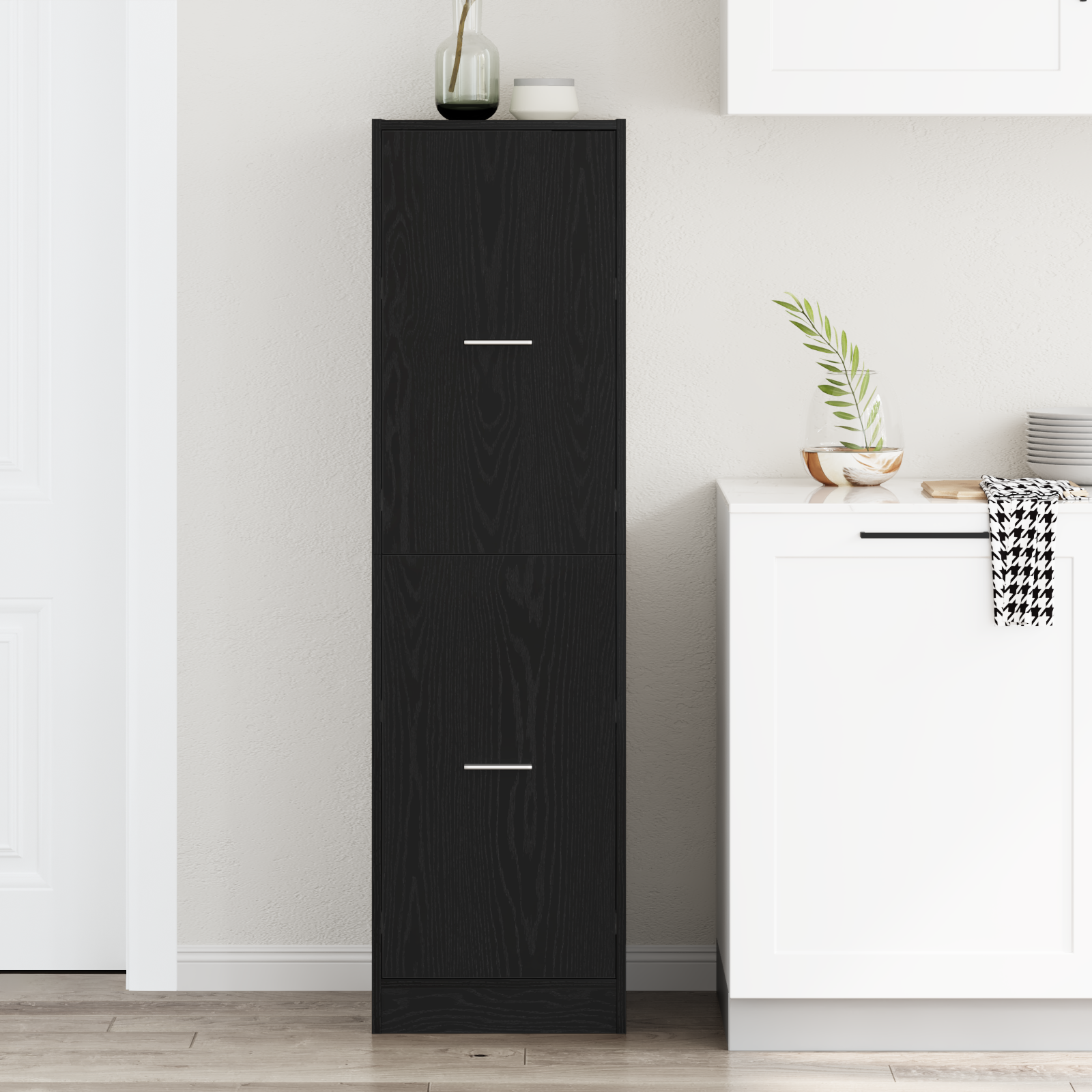 Cabinet apotecar din lemn negru 40x41x144.5 cm GartenMobel Dekor