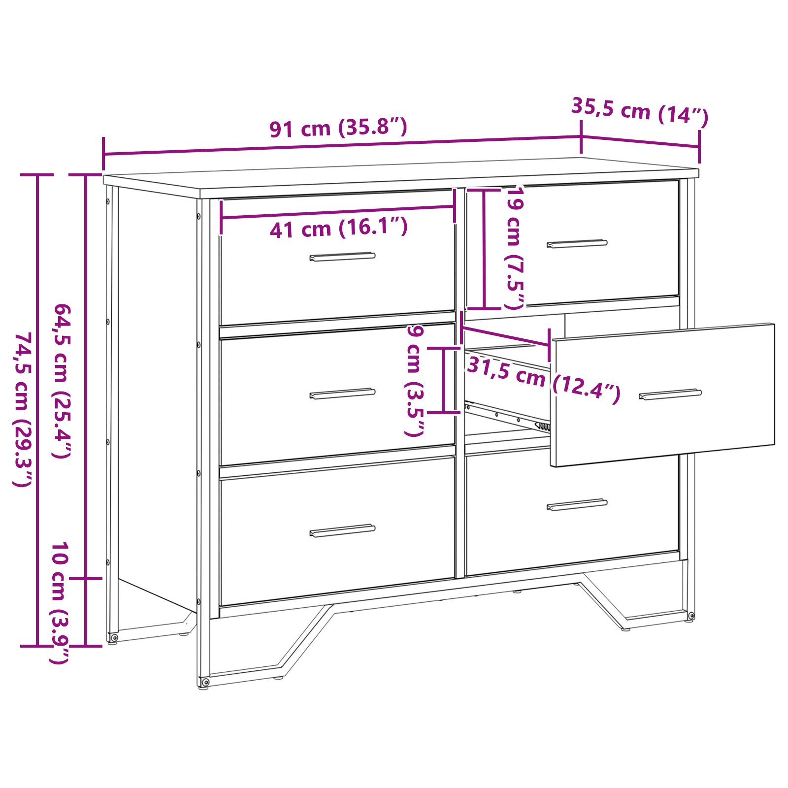 Comodă Lemn Vechi 91x35.5x74.5 cm Lemn Prelucrat GartenMobel Dekor