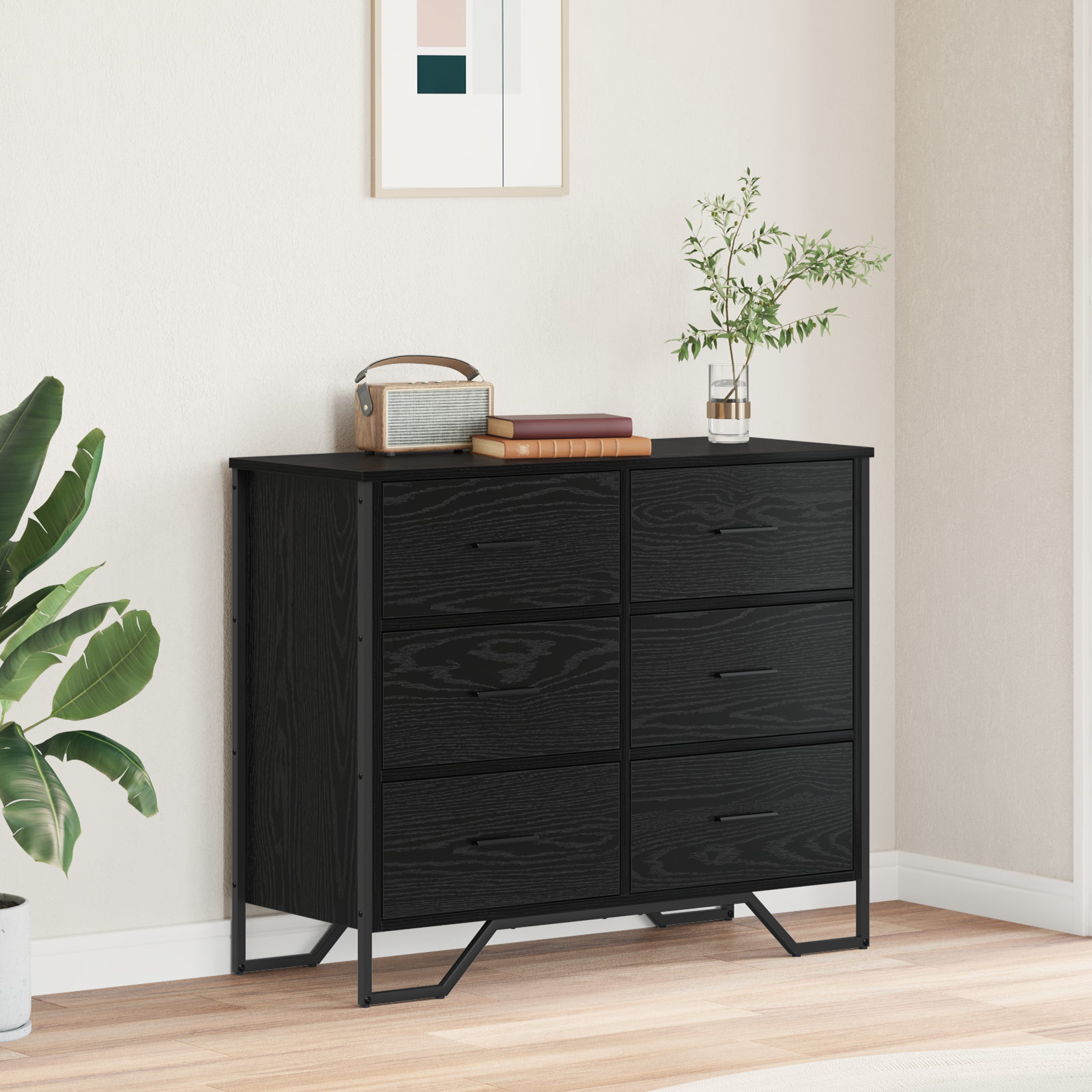 Comodă cu Sertare Stejar Negru 91x35.5x74.5 cm Lemn prelucrat GartenMobel Dekor