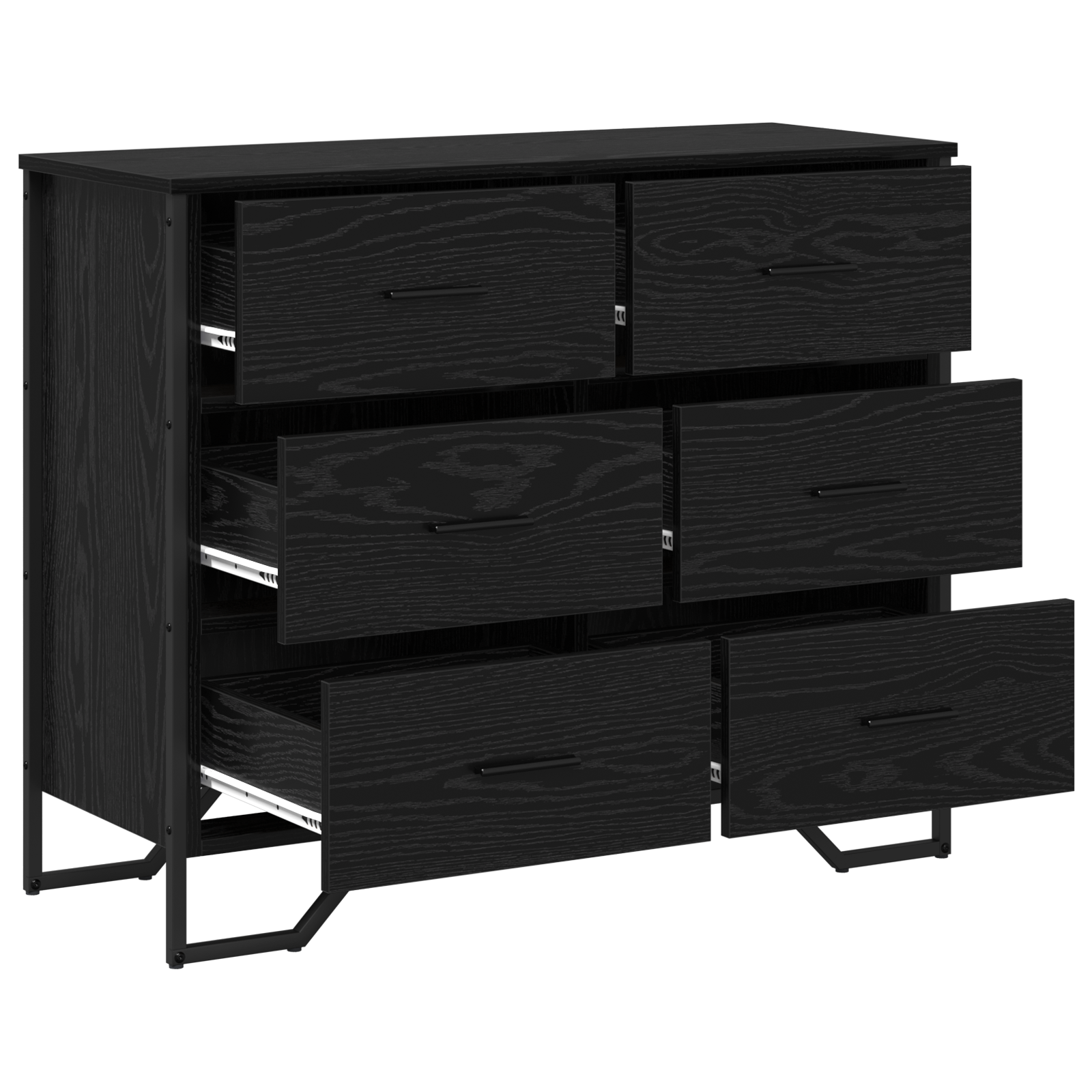 Comodă cu Sertare Stejar Negru 91x35.5x74.5 cm Lemn prelucrat GartenMobel Dekor