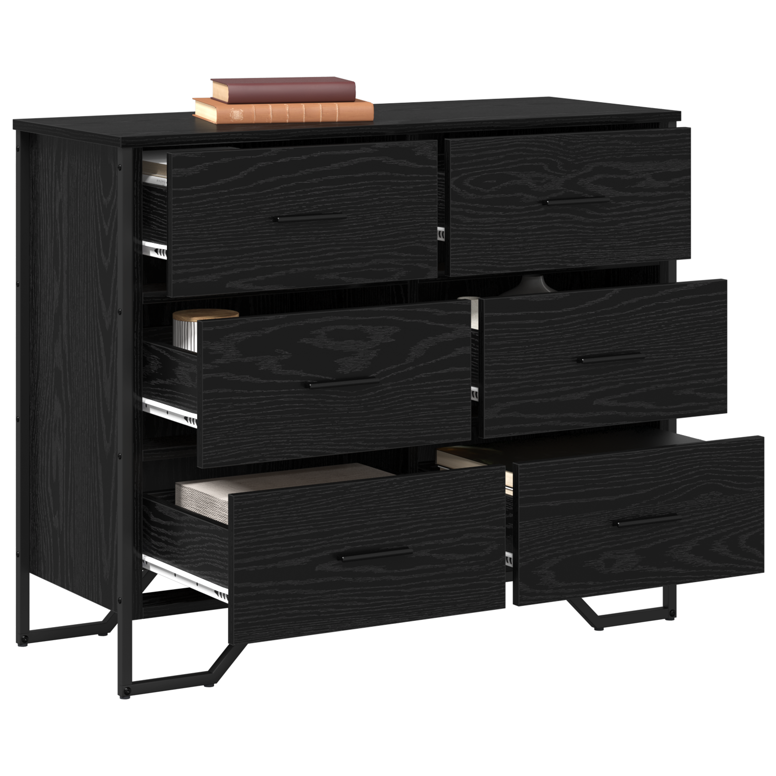 Comodă cu Sertare Stejar Negru 91x35.5x74.5 cm Lemn prelucrat GartenMobel Dekor