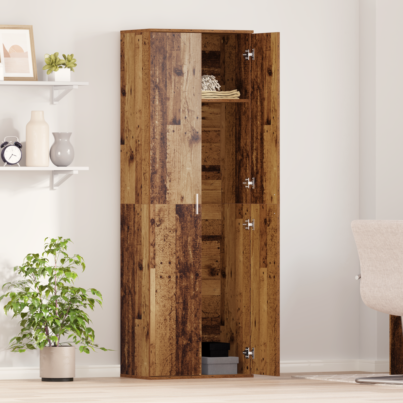 Dulap Înalt Lemn Vechi 60x35x180 cm Lemn Compozit GartenMobel Dekor