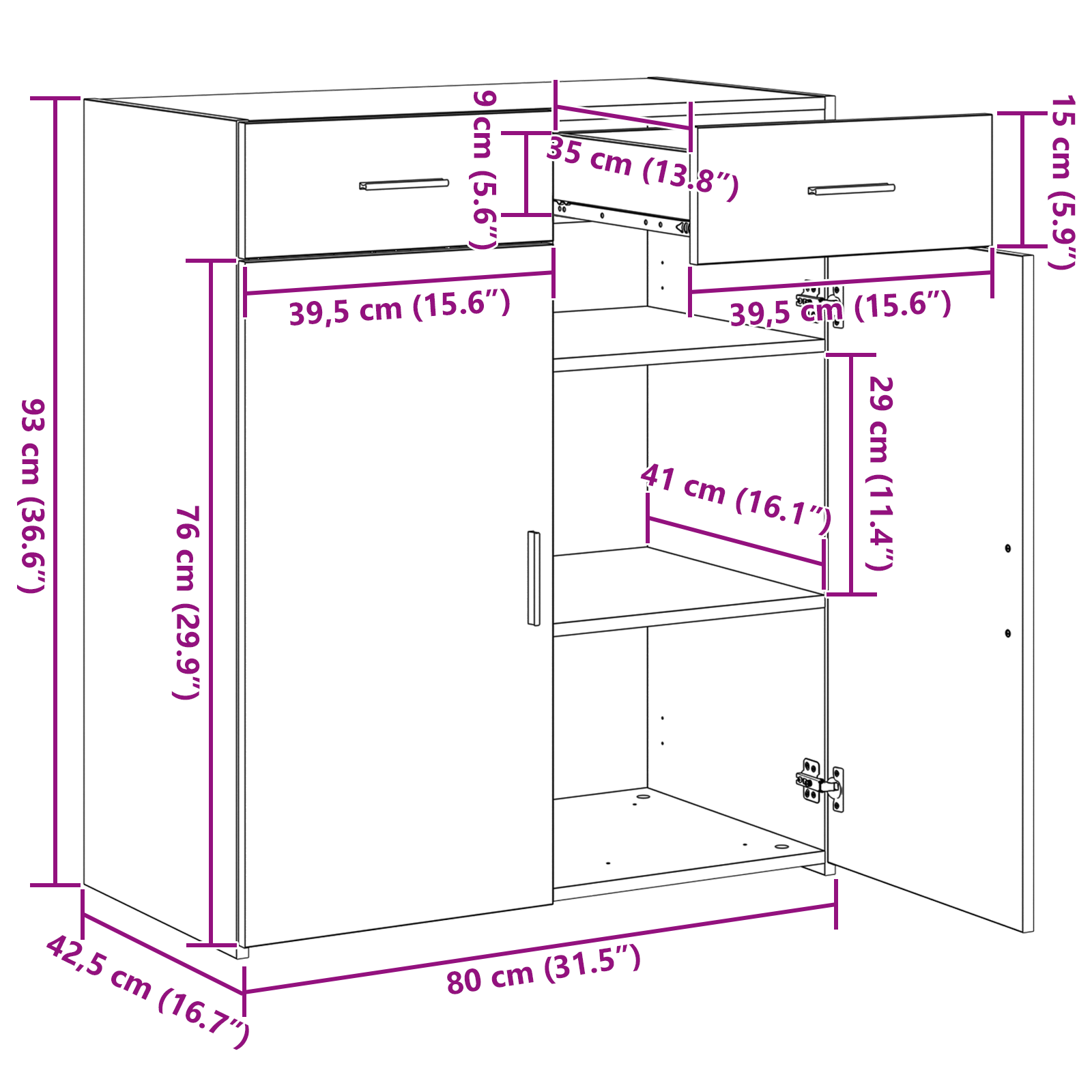 Dulap de depozitare Stejar Artisan 80x42.5x93.5 cm Lemn prelucrat GartenMobel Dekor