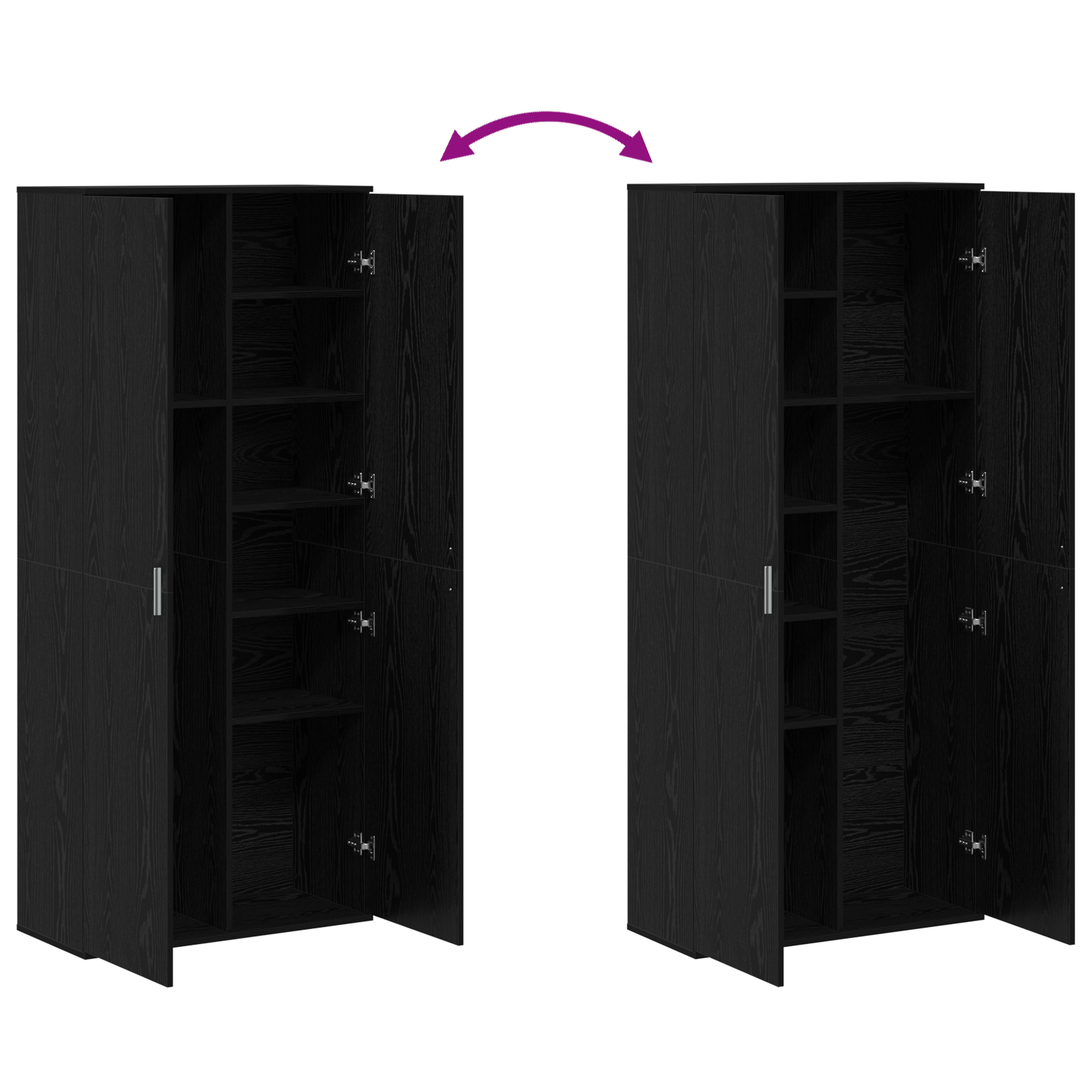 Highboard Stejar Negru 80x35x180 cm Lemn prelucrat GartenMobel Dekor