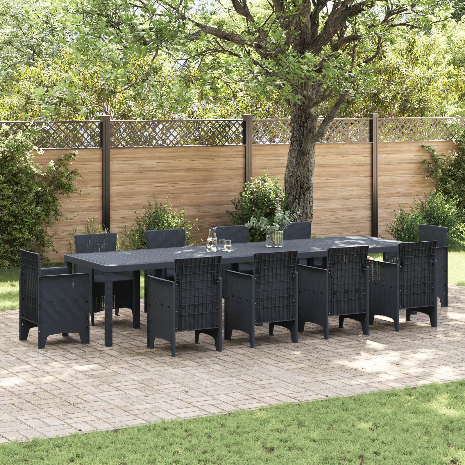 Masă de Grădină Antracit 350x100x73 cm Poli Ratan GartenMobel Dekor