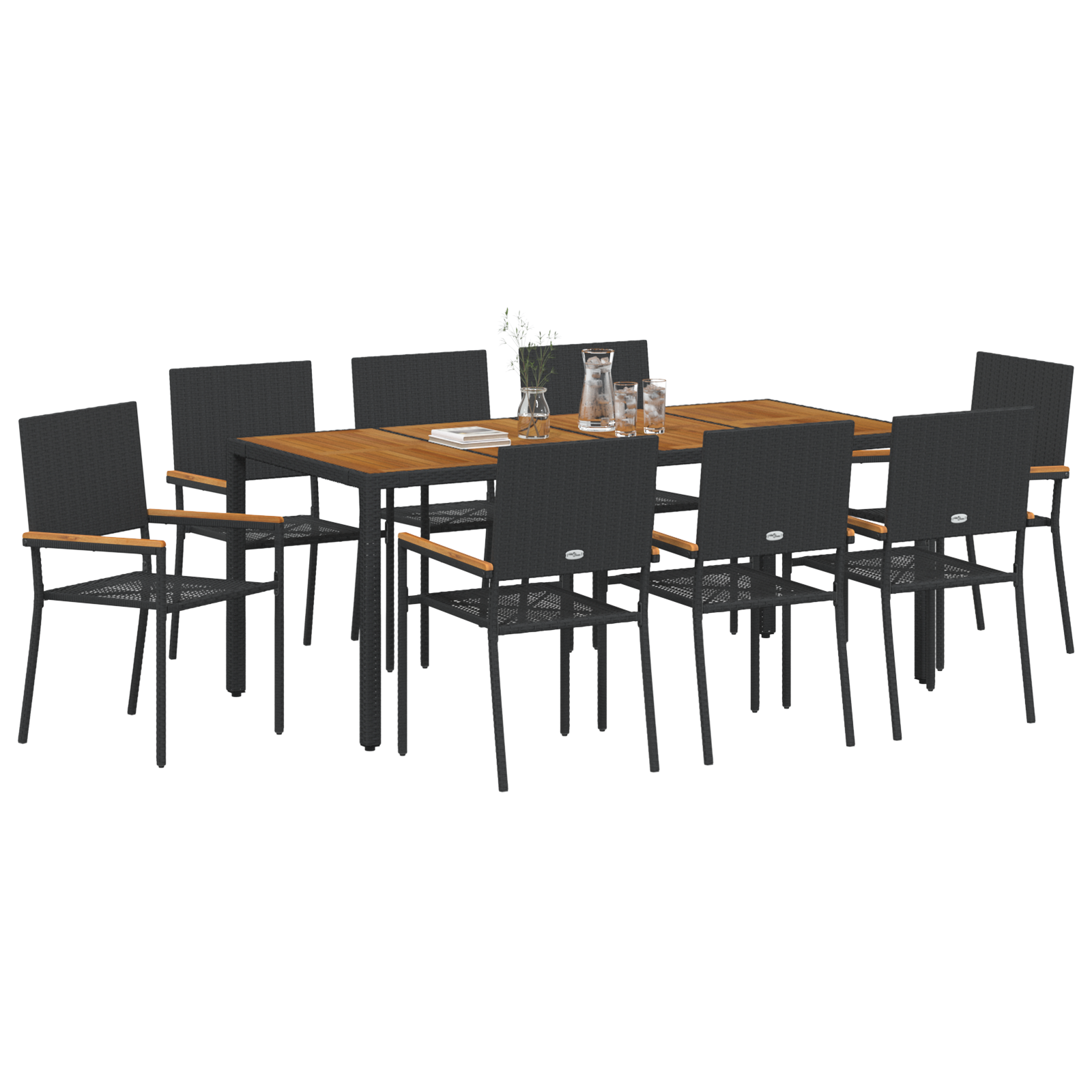 Set de dining pentru grădină cu 9 piese din poliratan negru GartenMobel Dekor