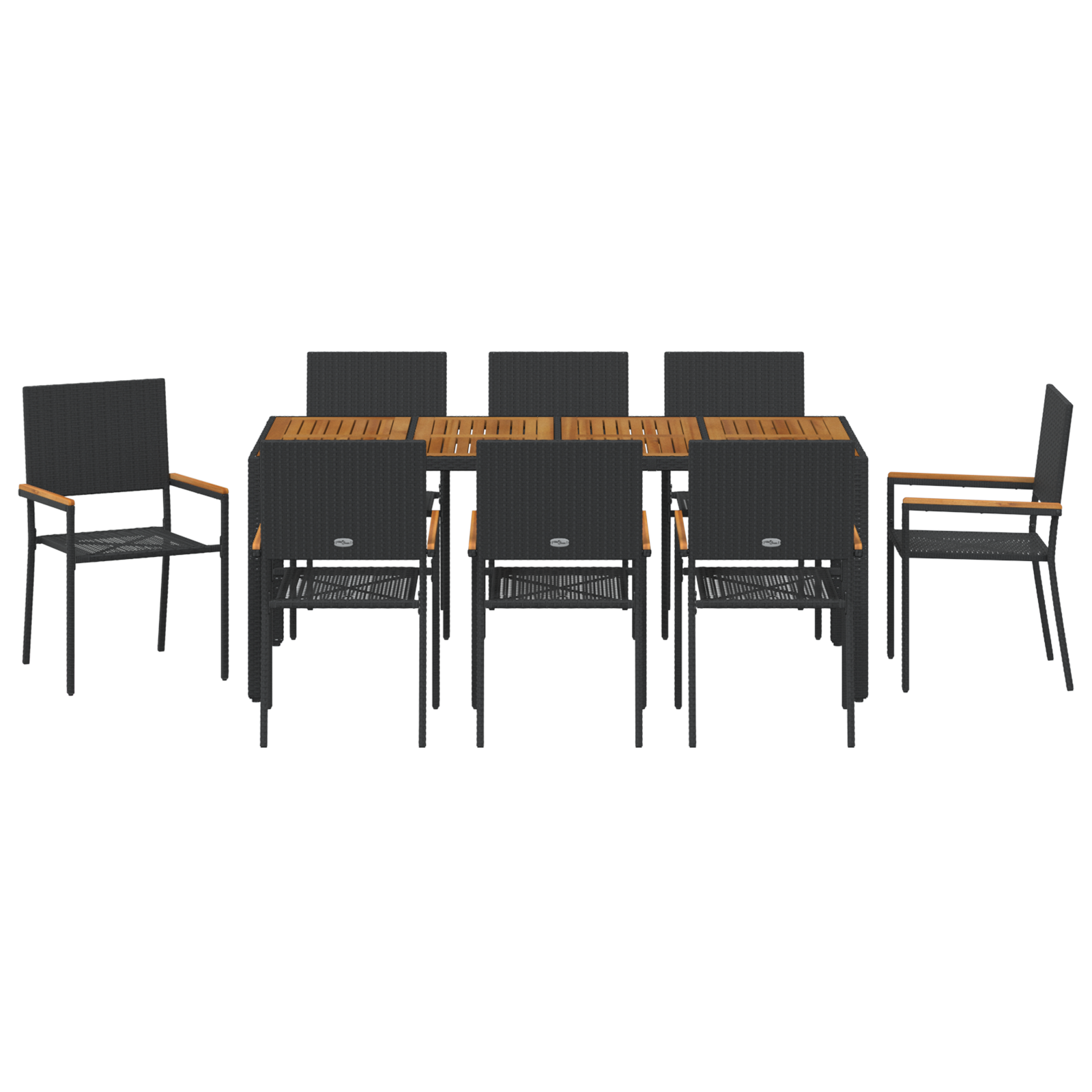 Set de dining pentru grădină cu 9 piese din poliratan negru GartenMobel Dekor