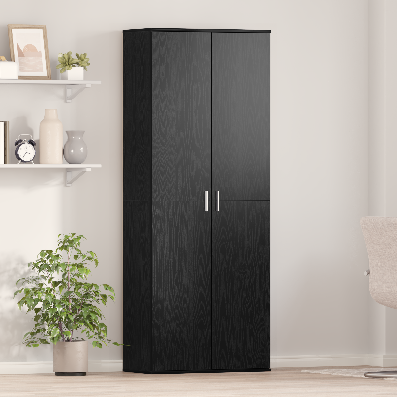 Vitrină Stejar Negru 70x35x180 cm Lemn prelucrat GartenMobel Dekor