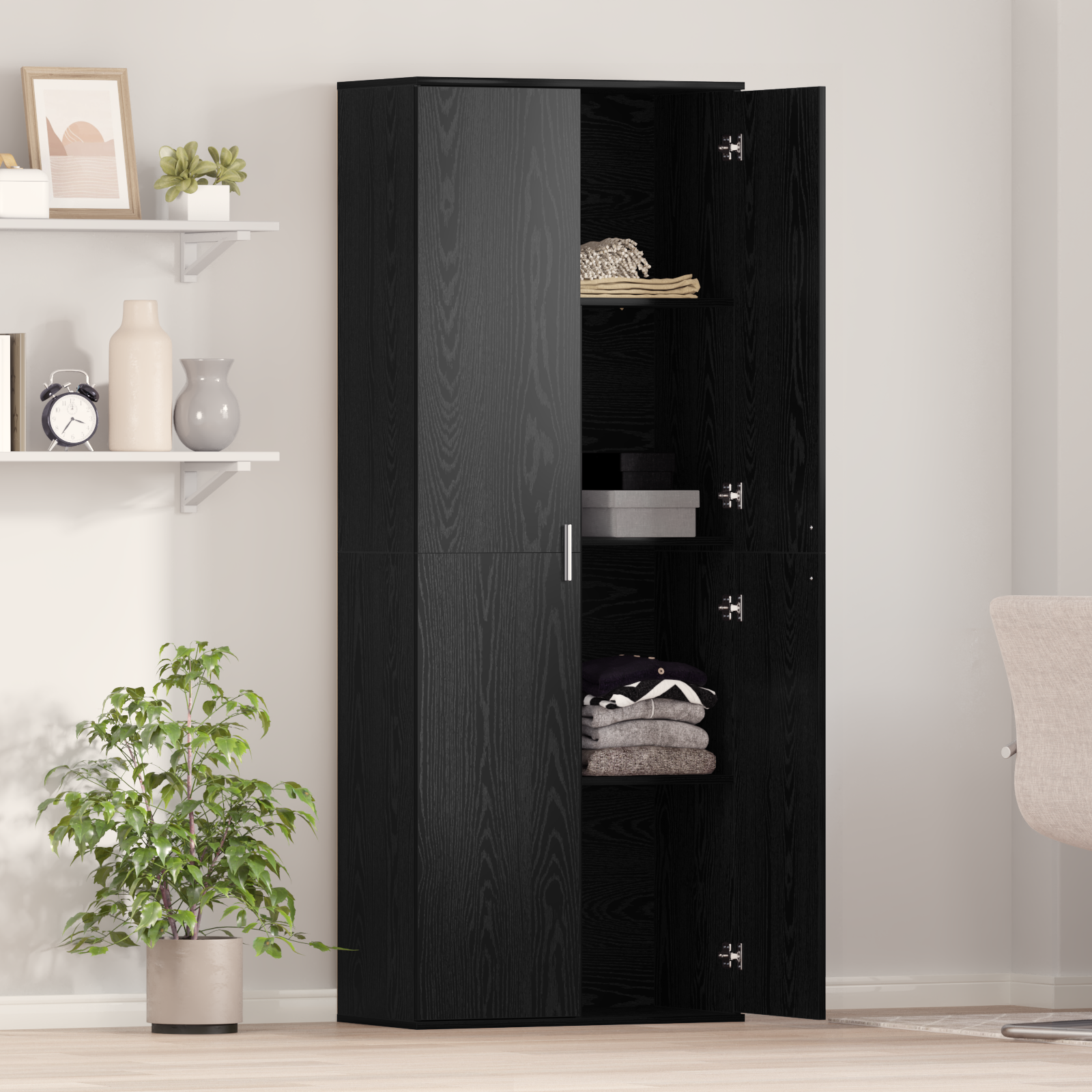 Vitrină Stejar Negru 70x35x180 cm Lemn prelucrat GartenMobel Dekor