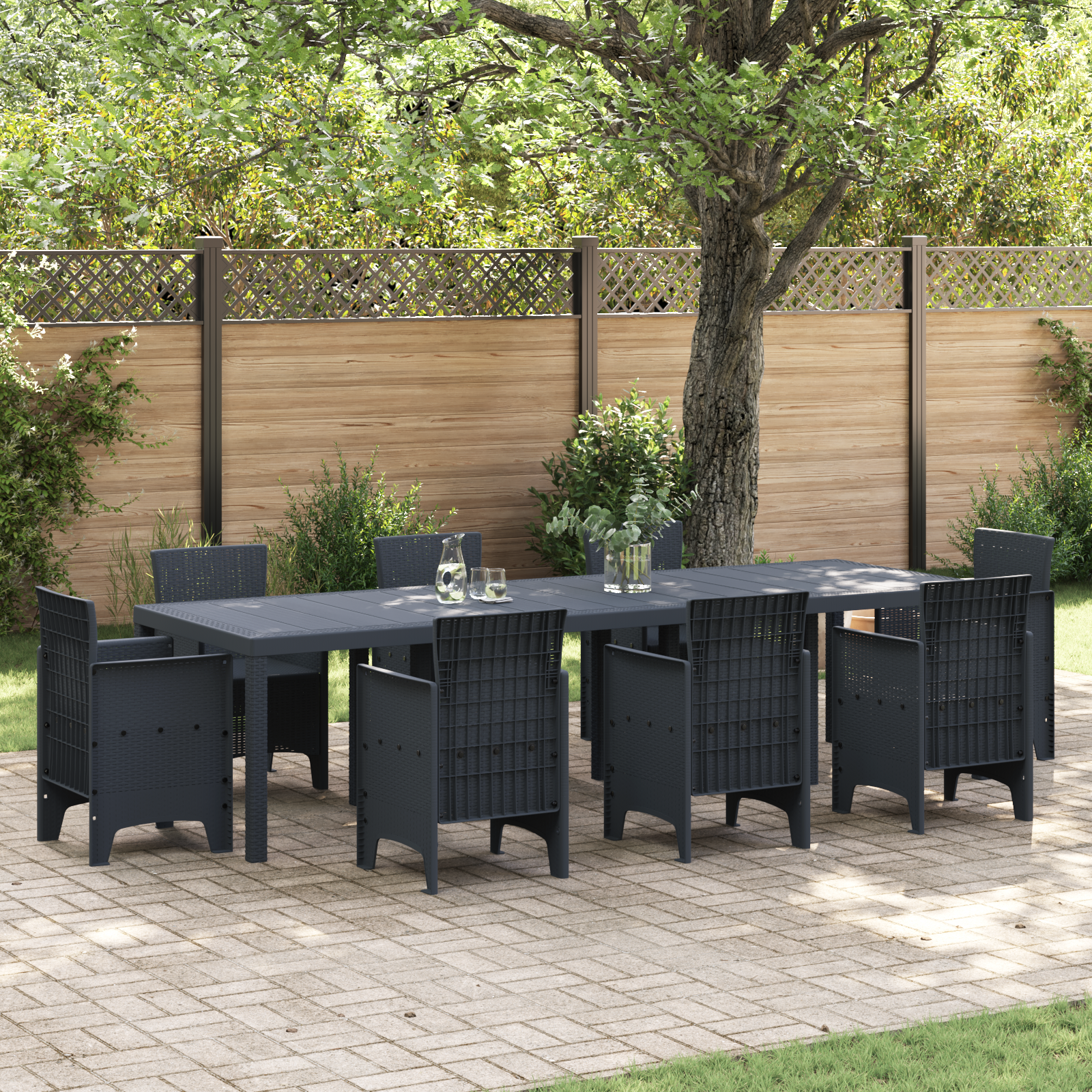 Masă de grădină  antracit 300x100x73 cm Poly Rattan, Masă de grădină  antracit 150x100x73 cm Poly Rattan GartenMobel Dekor