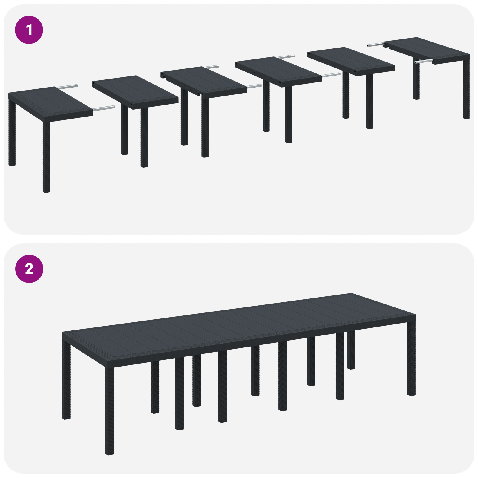 Masă de grădină  antracit 300x100x73 cm Poly Rattan, Masă de grădină  antracit 150x100x73 cm Poly Rattan GartenMobel Dekor