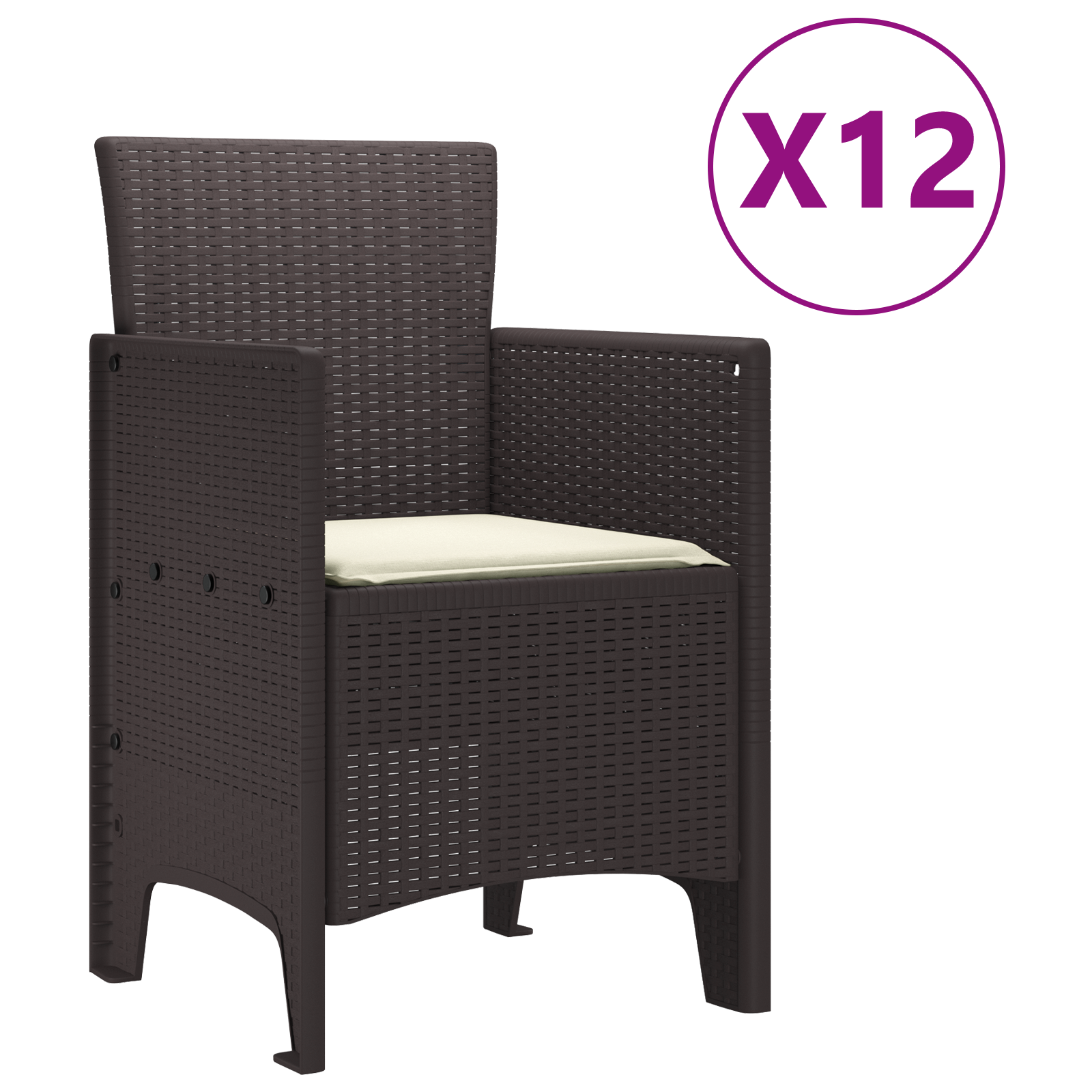 Set de dining pentru grădină  de 13 bucăți cu perne maro Poliratan, Masă de grădină  maro 150x100x73 cm Poliratan, Scaune de grădină  cu perne 4 bucăți maro Poliratan GartenMobel Dekor