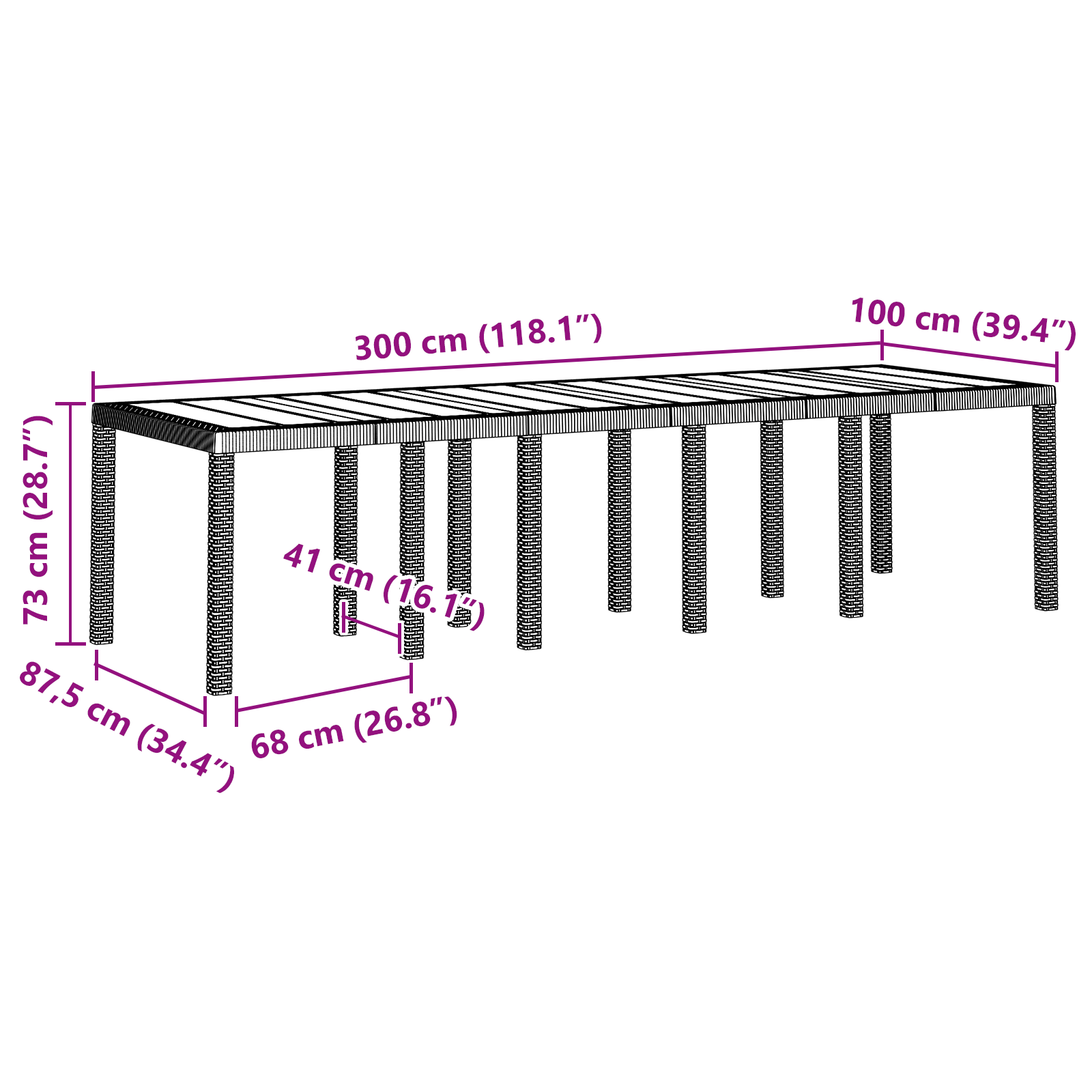 Set de dining pentru grădină  de 13 bucăți cu perne maro Poliratan, Masă de grădină  maro 150x100x73 cm Poliratan, Scaune de grădină  cu perne 4 bucăți maro Poliratan GartenMobel Dekor