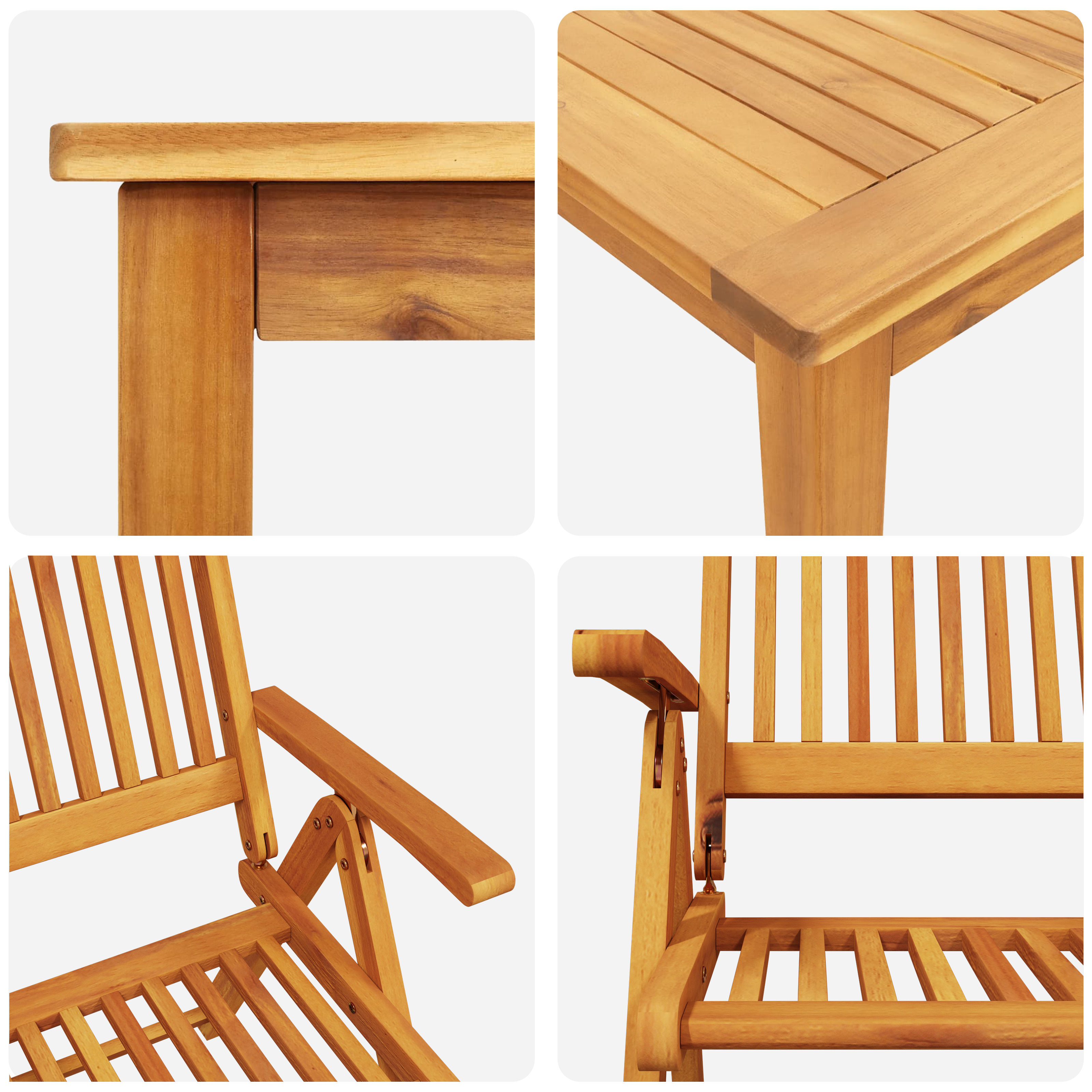 Set de masă pentru grădină cu 3 piese din lemn masiv de acacia pliabil GartenMobel Dekor