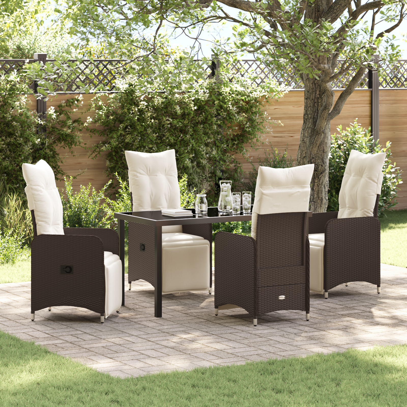 5 piese set de dining de grădină cu perne maro Poliratan GartenMobel Dekor