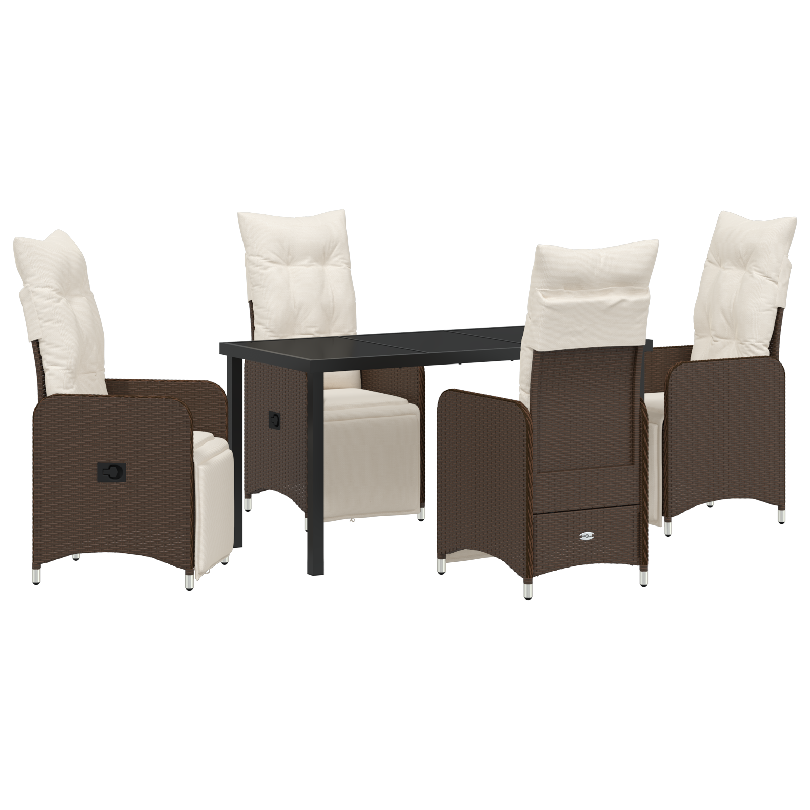5 piese set de dining de grădină cu perne maro Poliratan GartenMobel Dekor