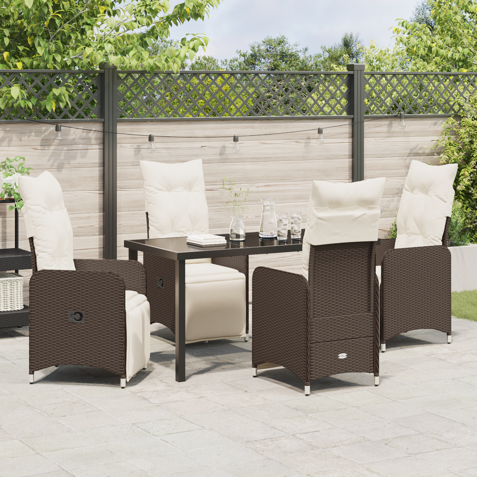 5 piese set de dining de grădină cu perne maro Poliratan GartenMobel Dekor