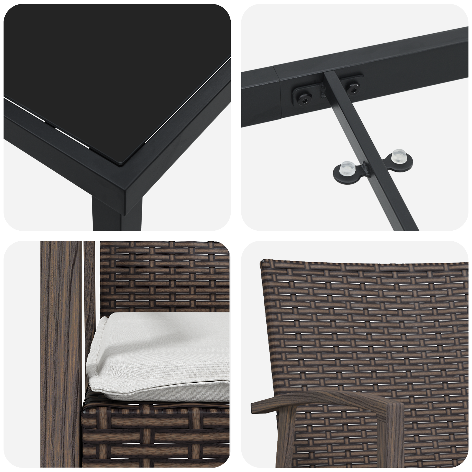 Set de 3 Maro Ratan PE Mediu Robust Dreptunghiular Modern GartenMobel Dekor