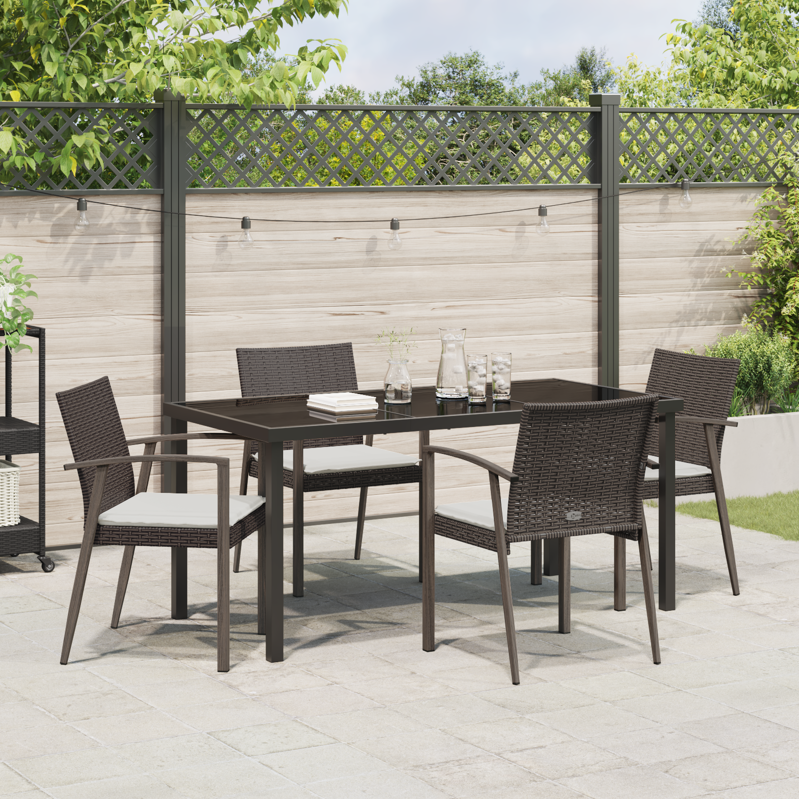 Set de 3 Maro Ratan PE Mediu Robust Dreptunghiular Modern GartenMobel Dekor