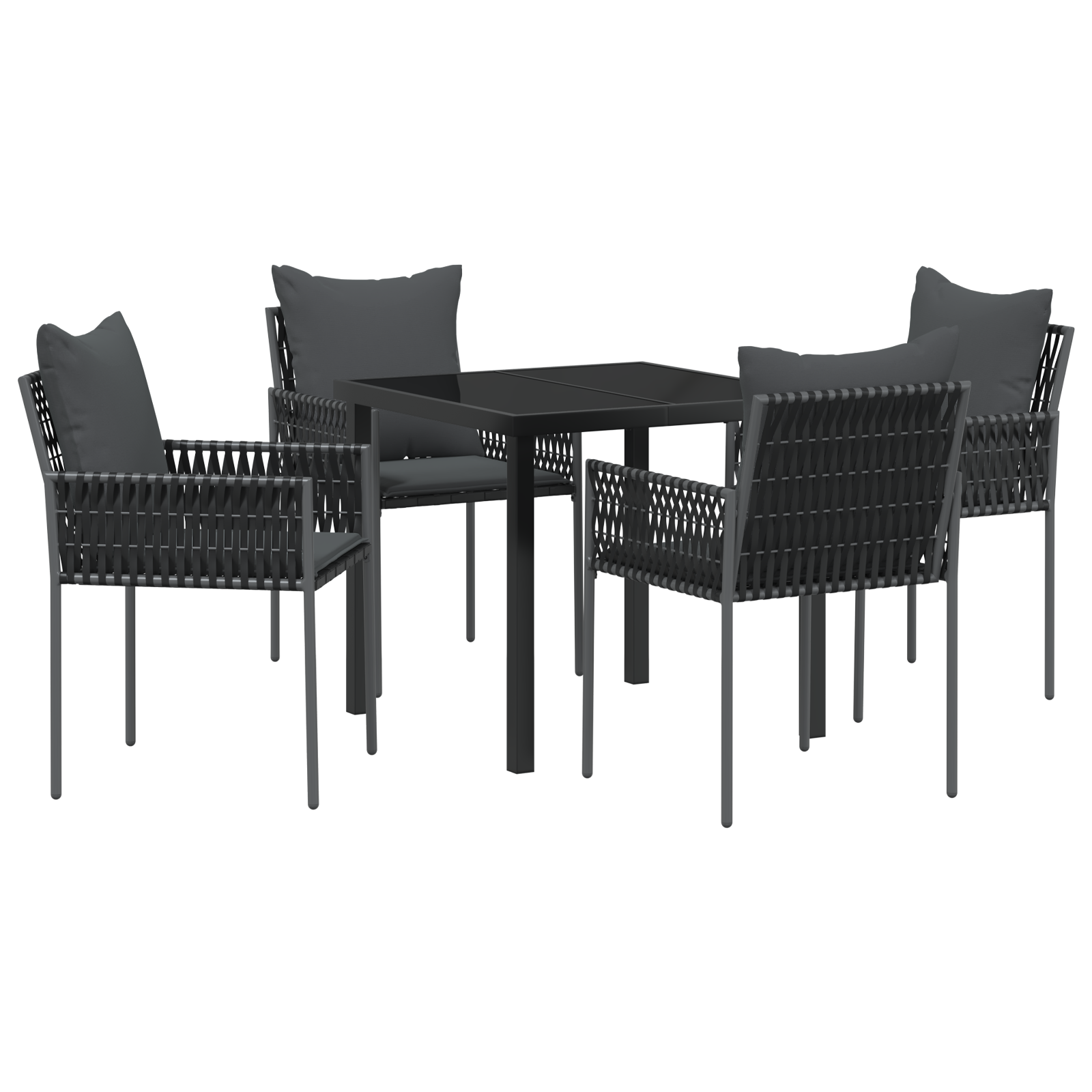 Set de 3 Negru, Gri Închis Rattan PE Standard Robust GartenMobel Dekor